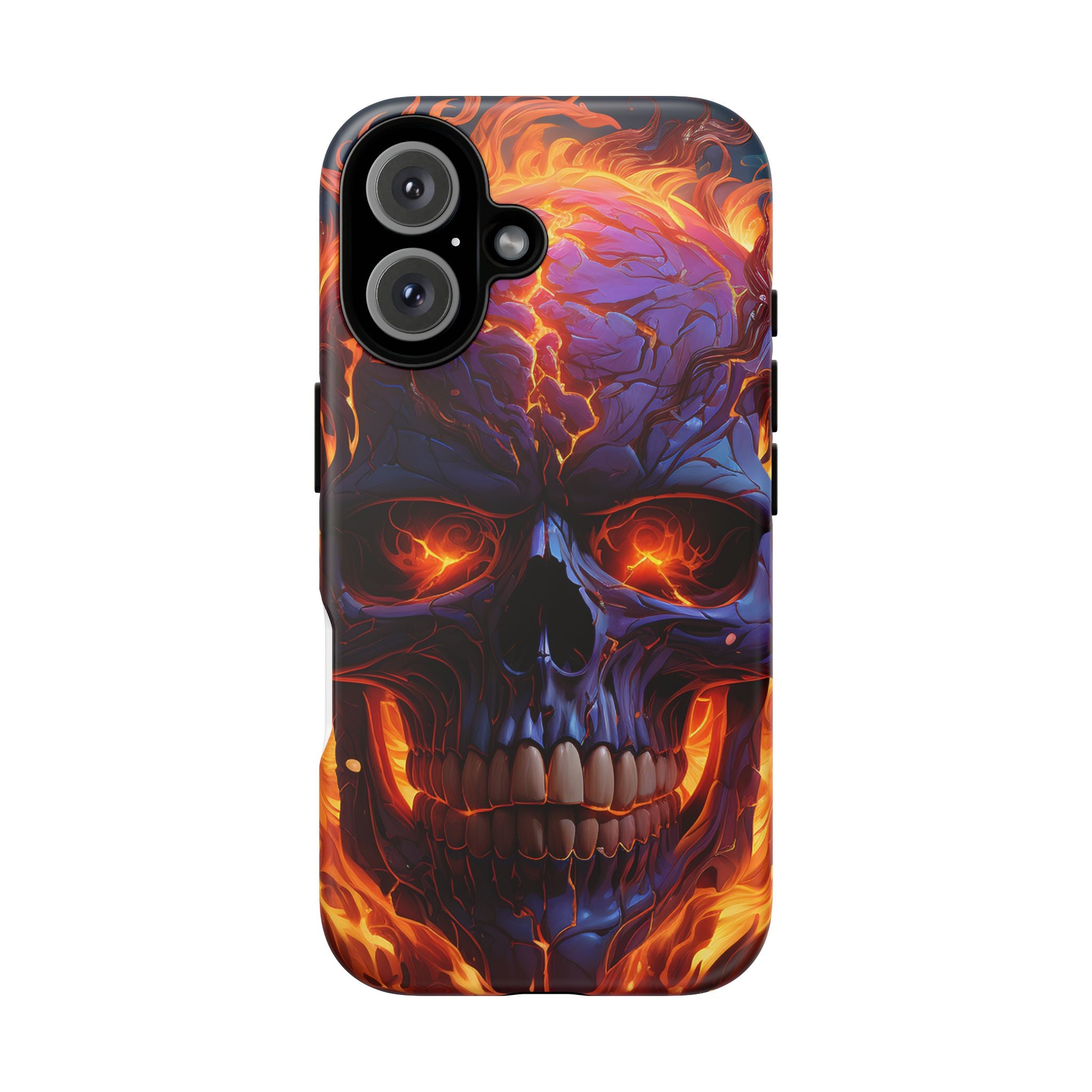 Fiery Skull Hexagon iPhone Case - Rugged Texture