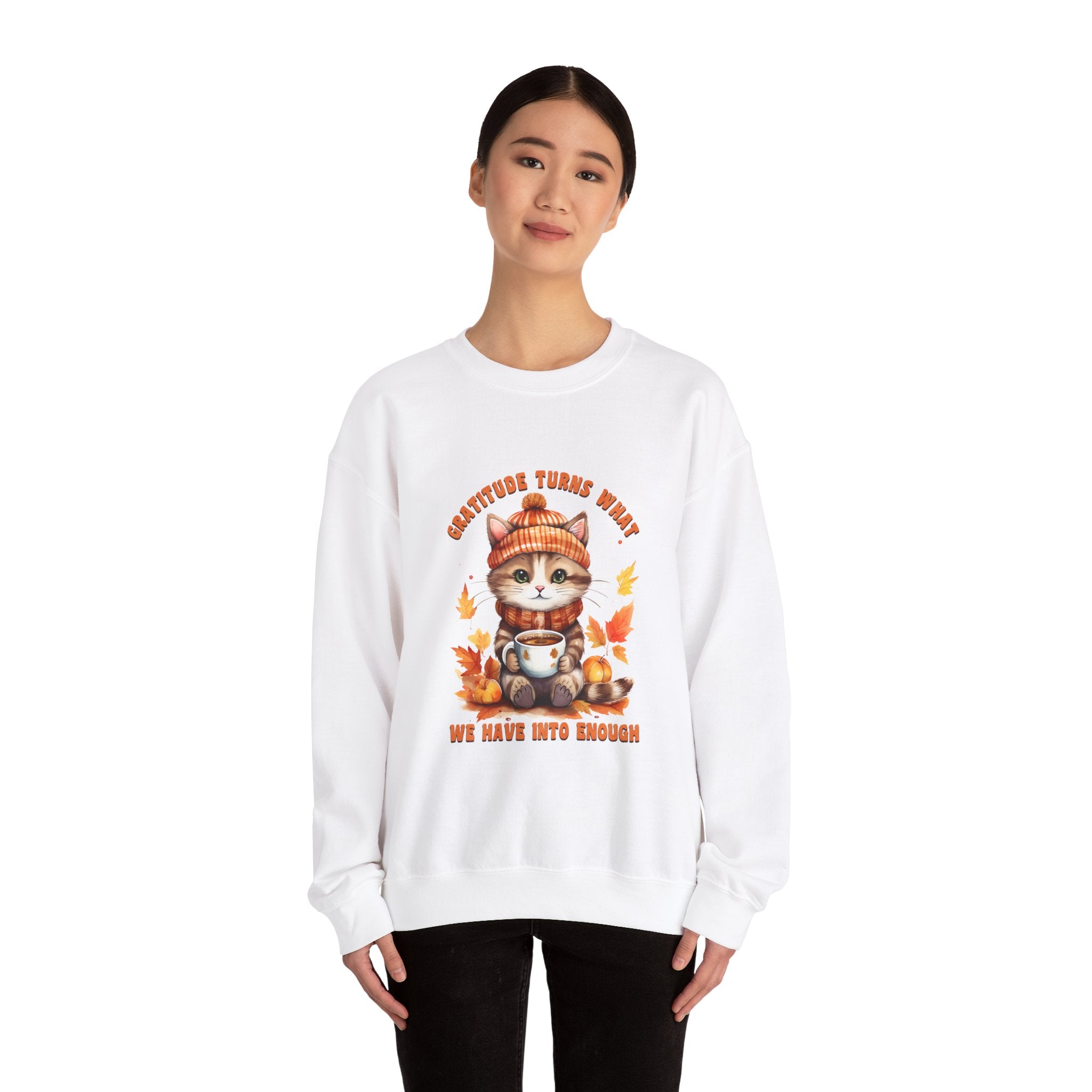 Cozy Cat Gratitude Thanksgiving Sweatshirt