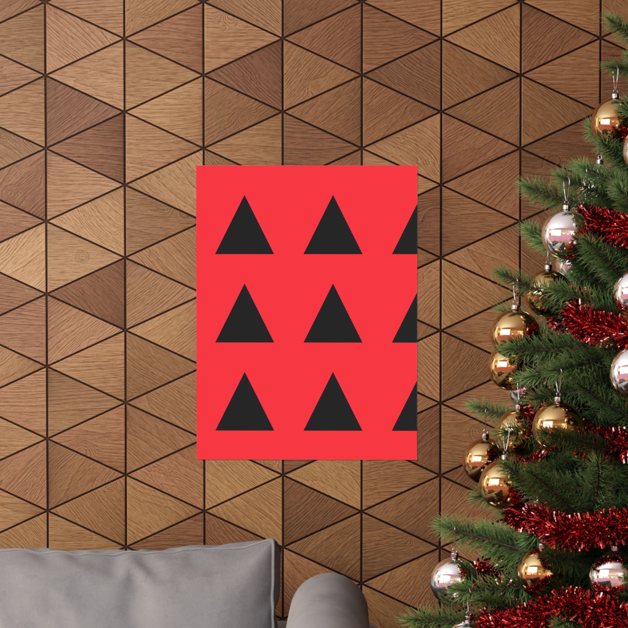 Red & Black Geometric Triangle Poster