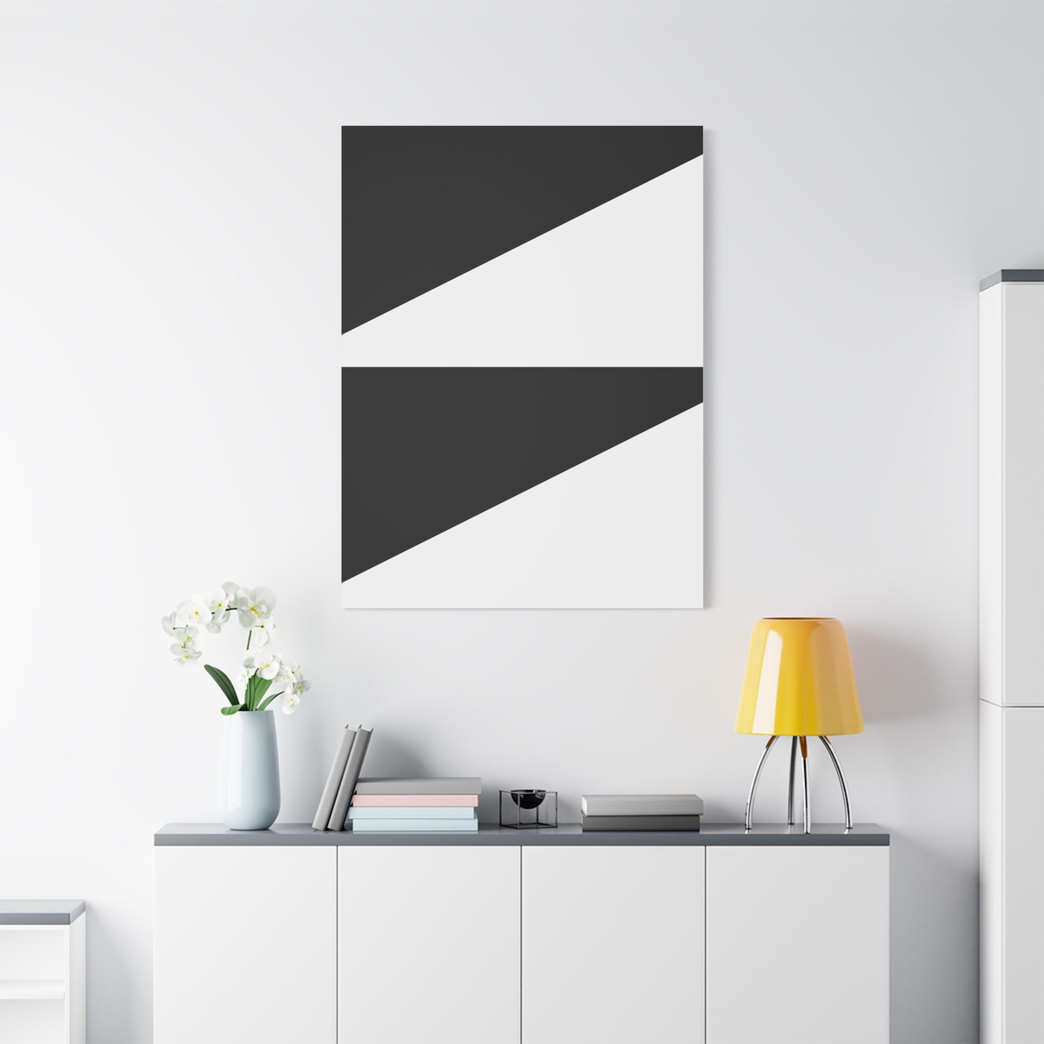 Geometric Black Triangles Canvas Art