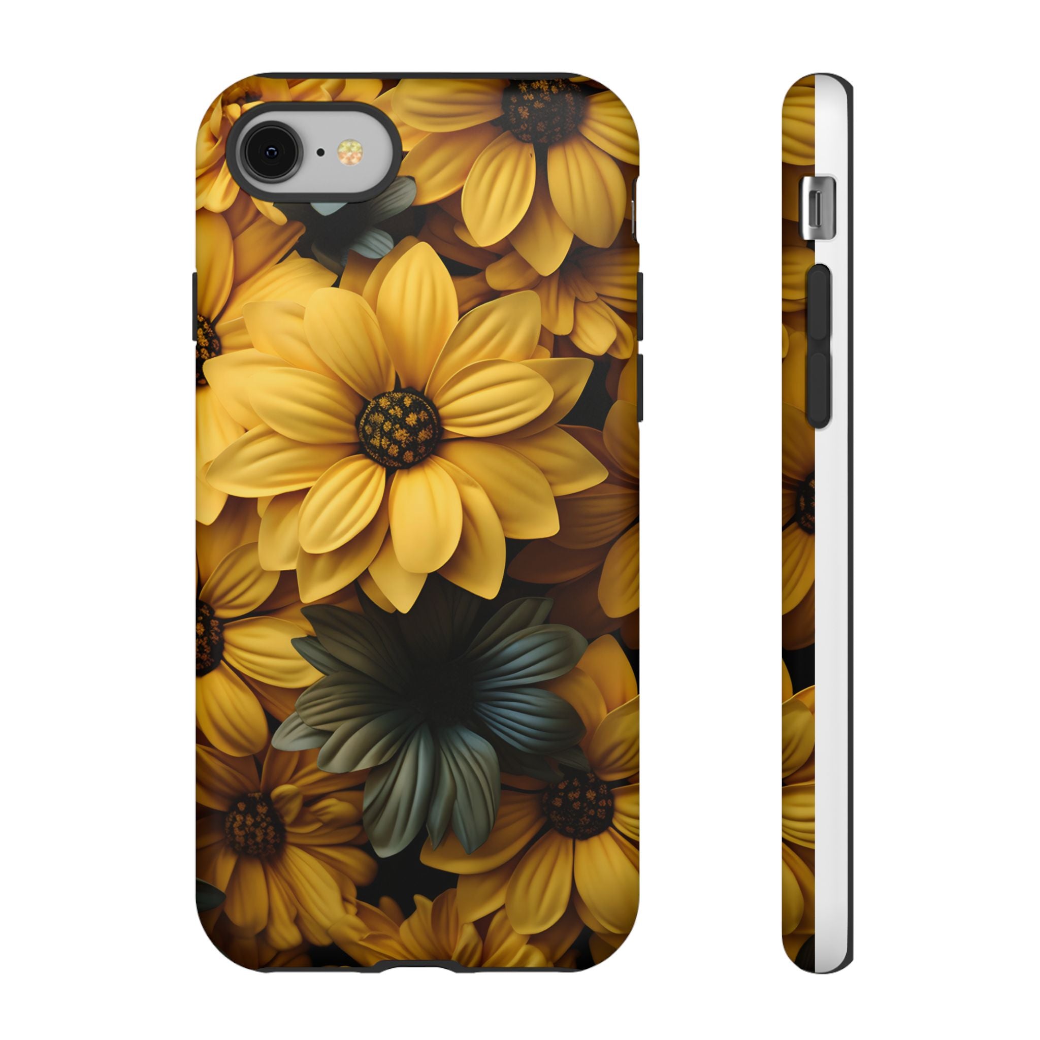 Golden Bloom Hexagon iPhone Case - Rugged Texture