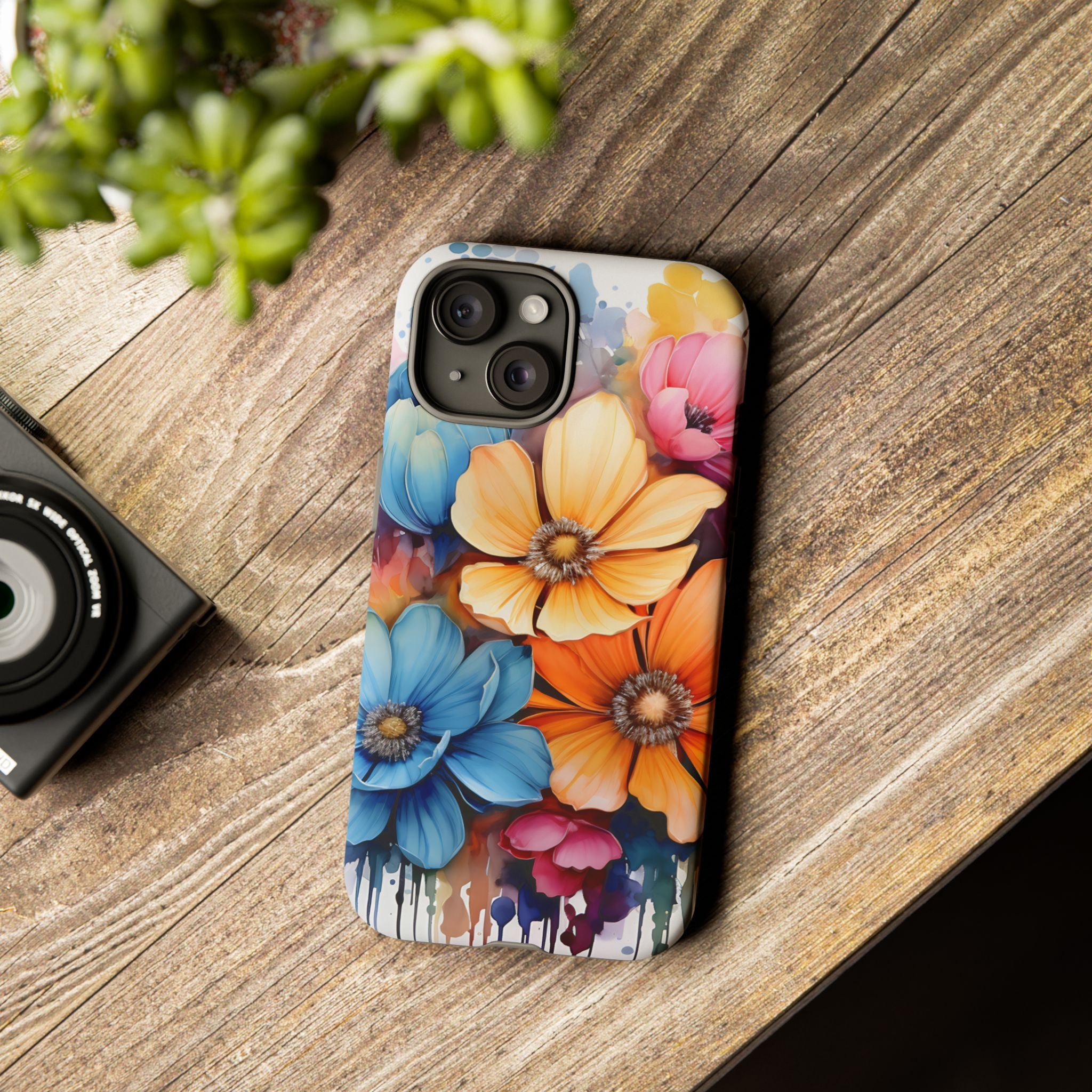 Vibrant Floral Watercolor iPhone Case - Hexagon Stone