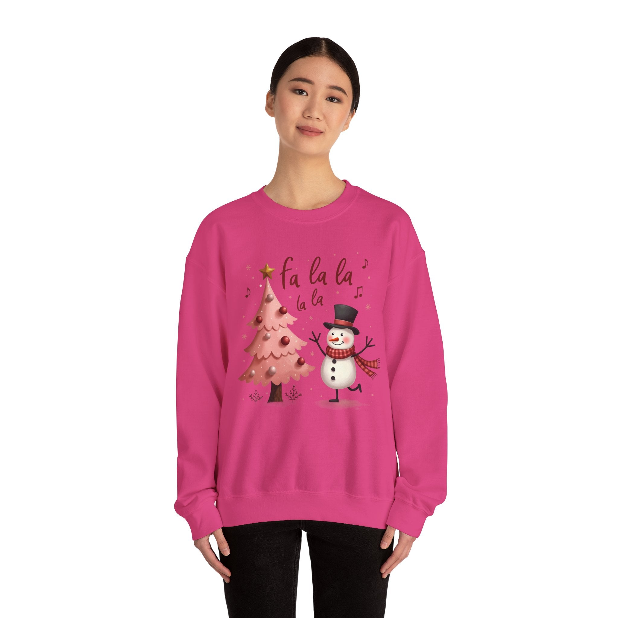 Pink Tree & Snowman Christmas Sweatshirt