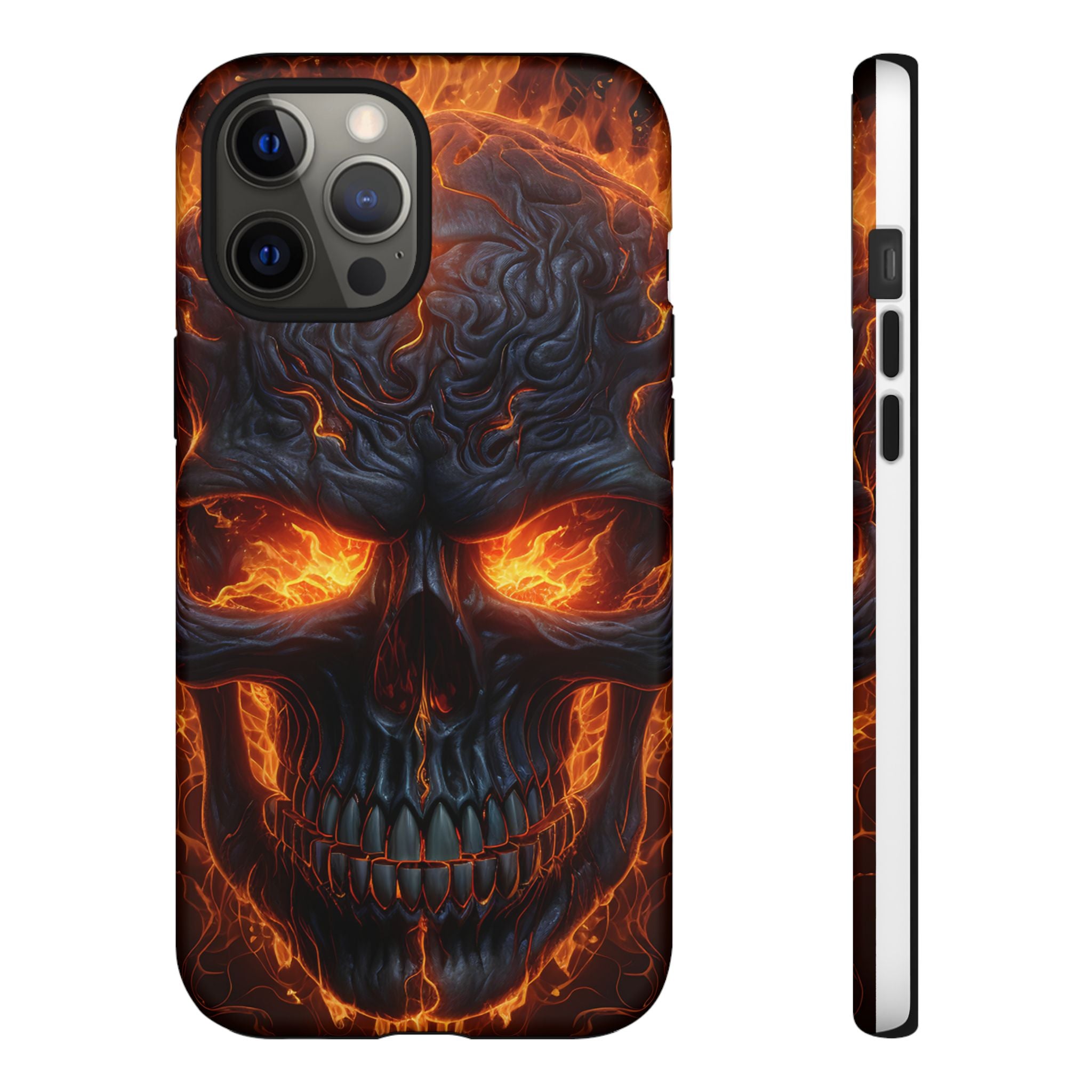 Fiery Skull Hexagon iPhone Case - Rugged Texture