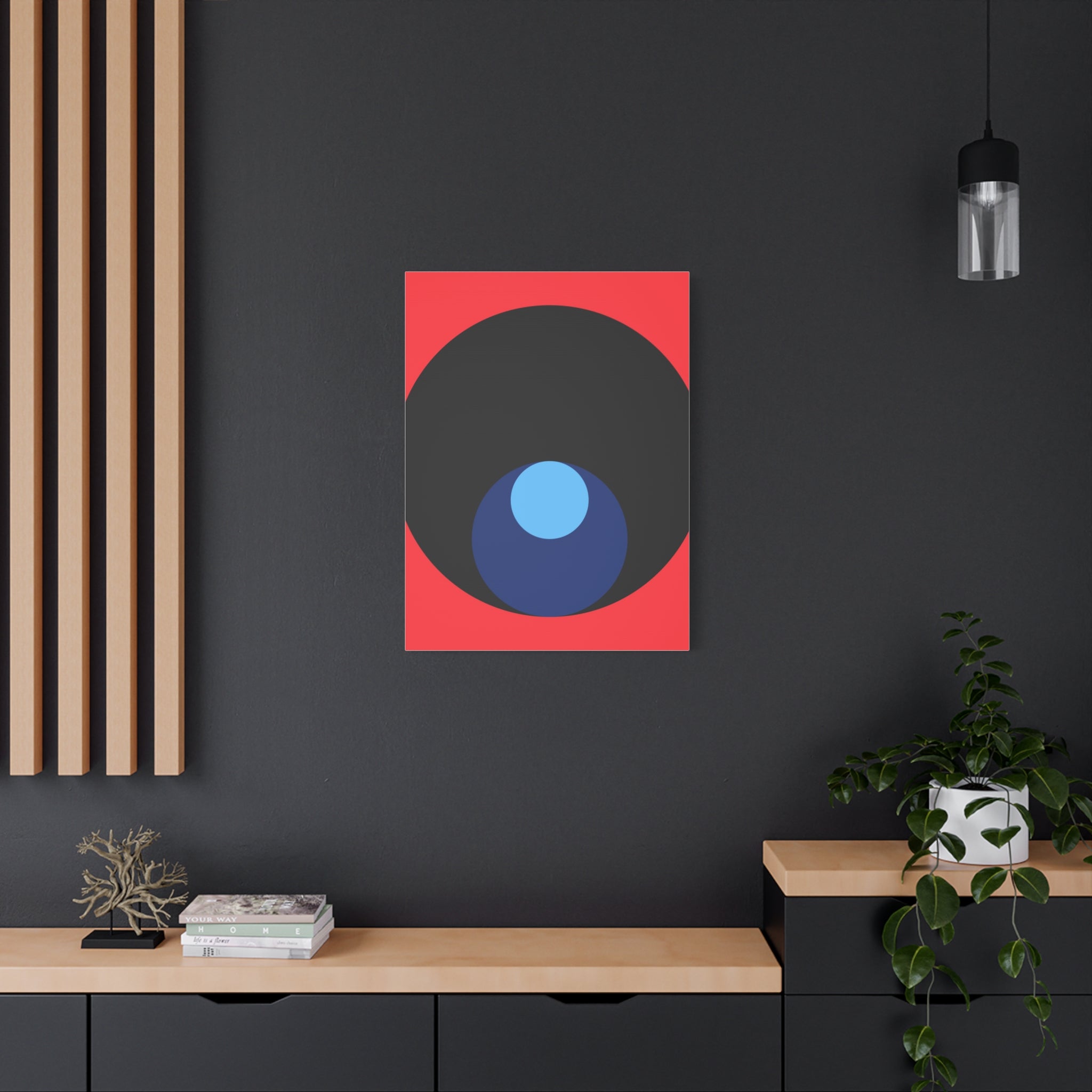 Abstract Concentric Circles Red Canvas Art