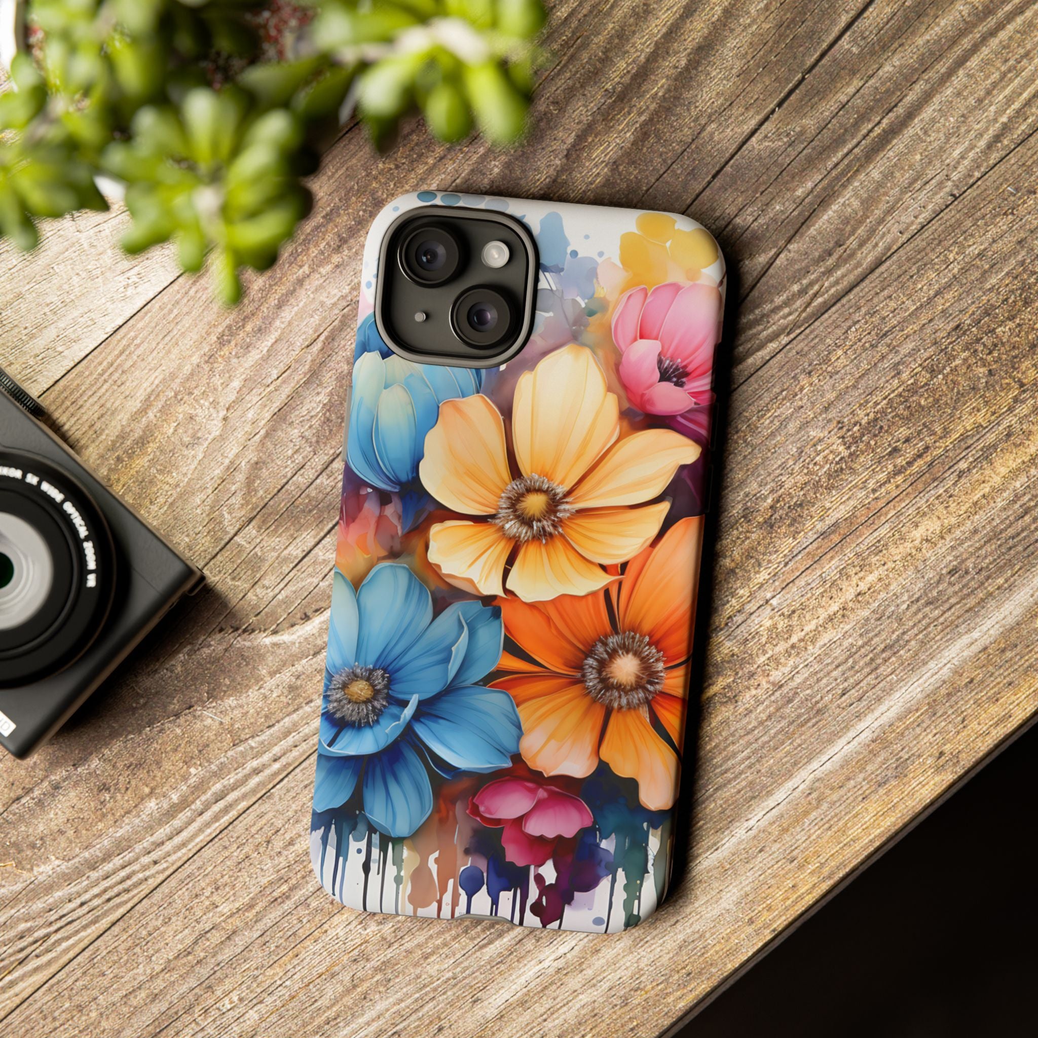 Vibrant Floral Watercolor iPhone Case - Hexagon Stone