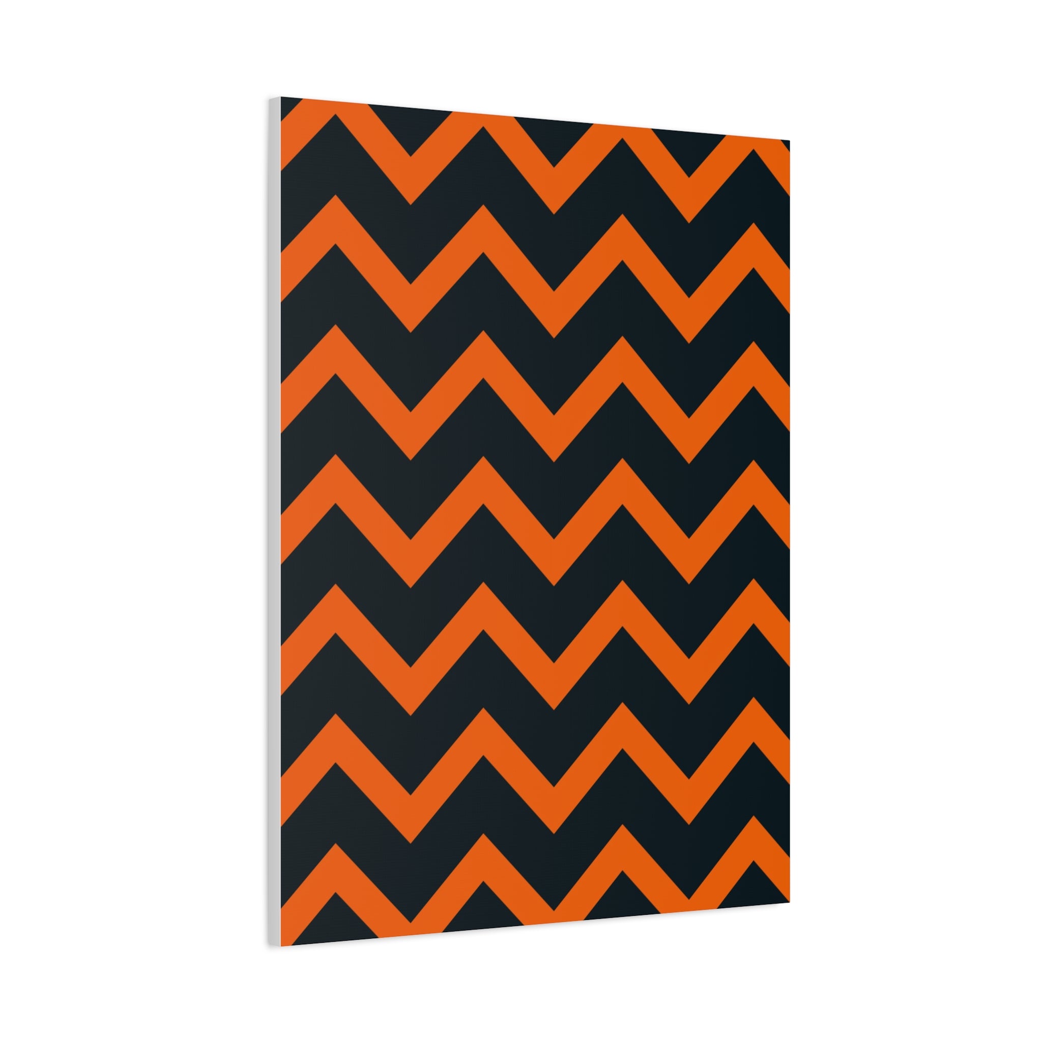 Orange & Navy Chevron Matte Canvas Art