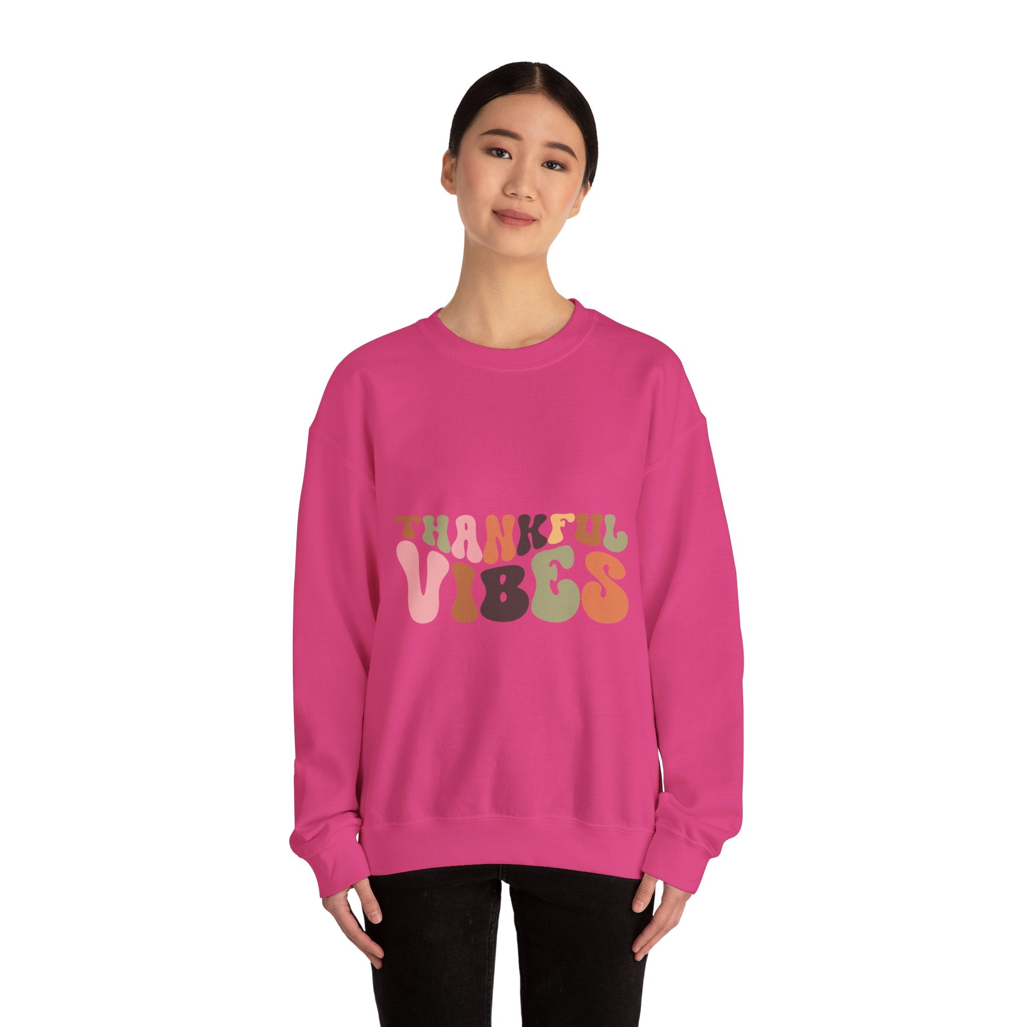 Thankful Vibes 70s Retro Thanksgiving Sweatshirt