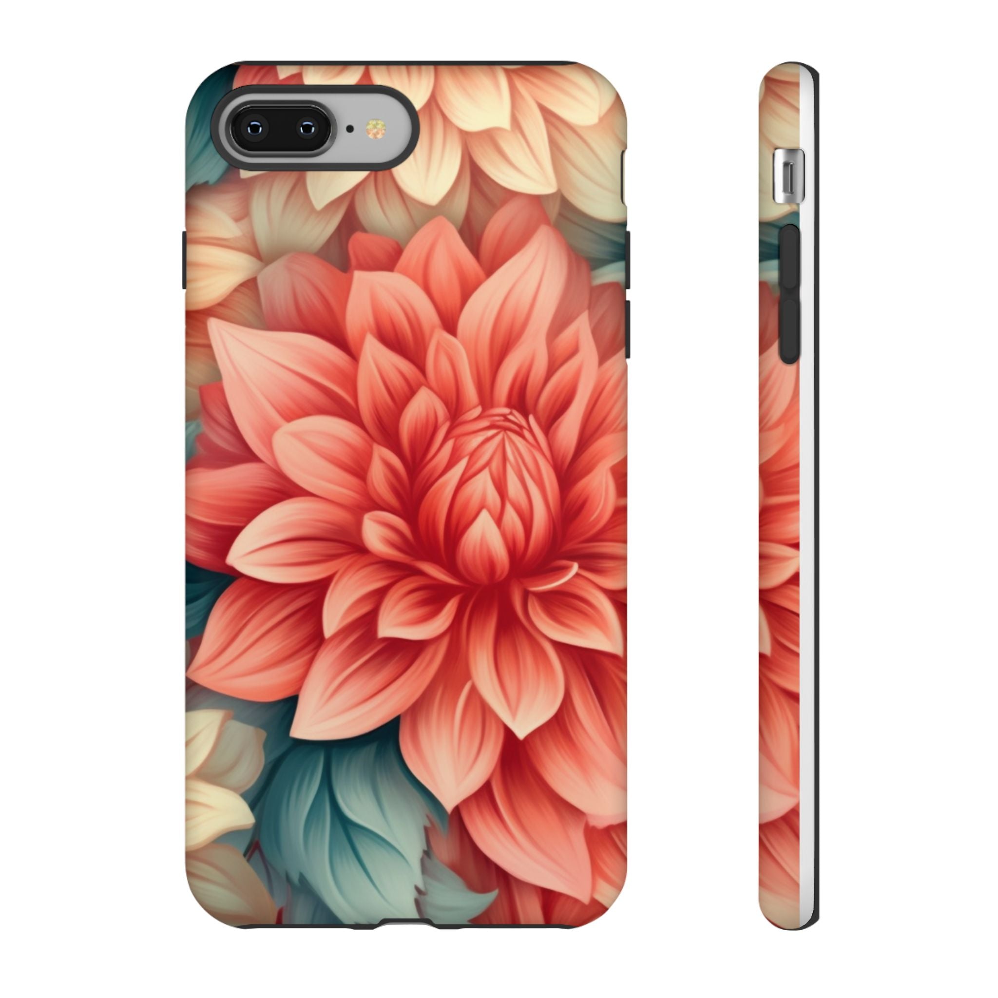 Coral Dahlia Hexagon iPhone Case - Rugged Texture