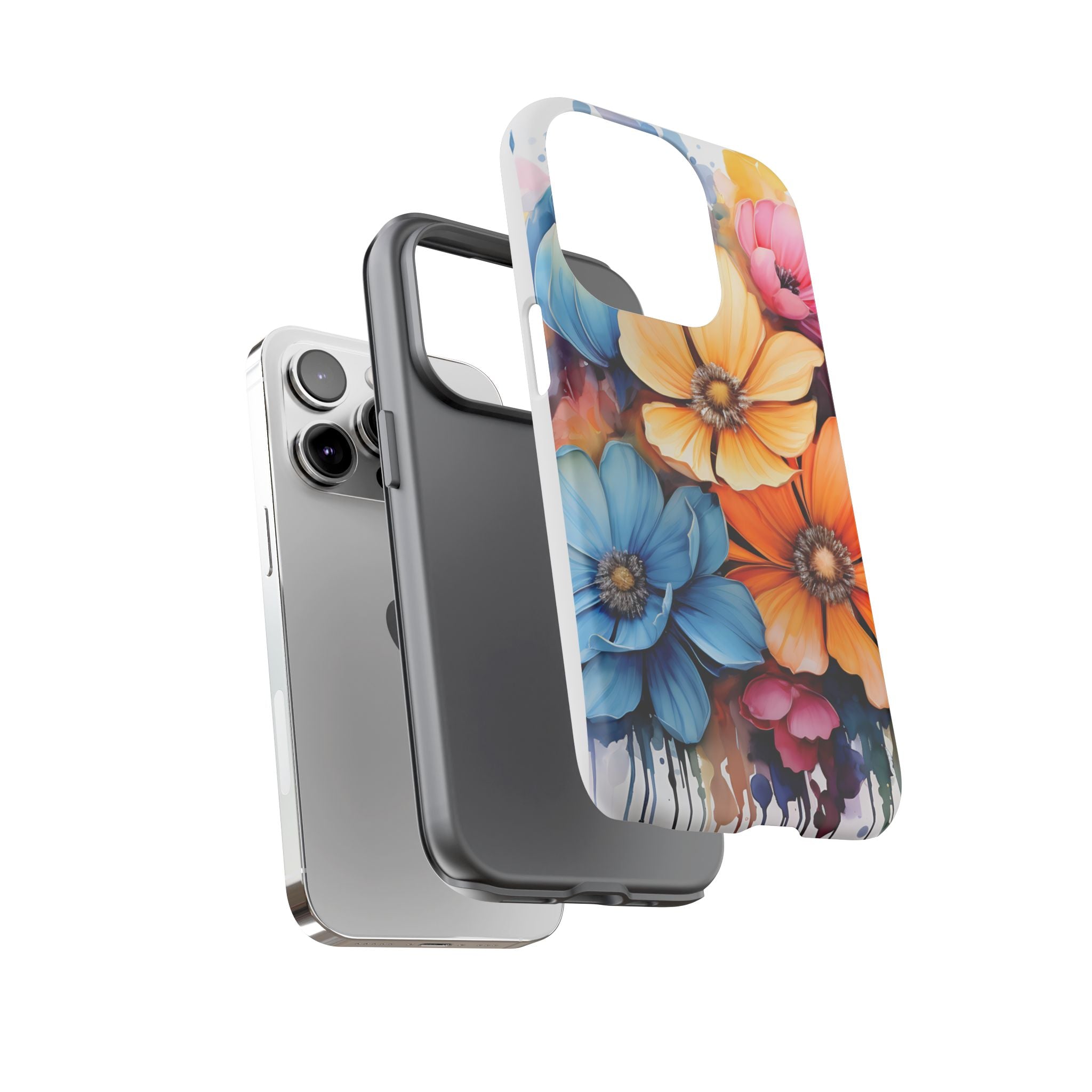 Vibrant Floral Watercolor iPhone Case - Hexagon Stone