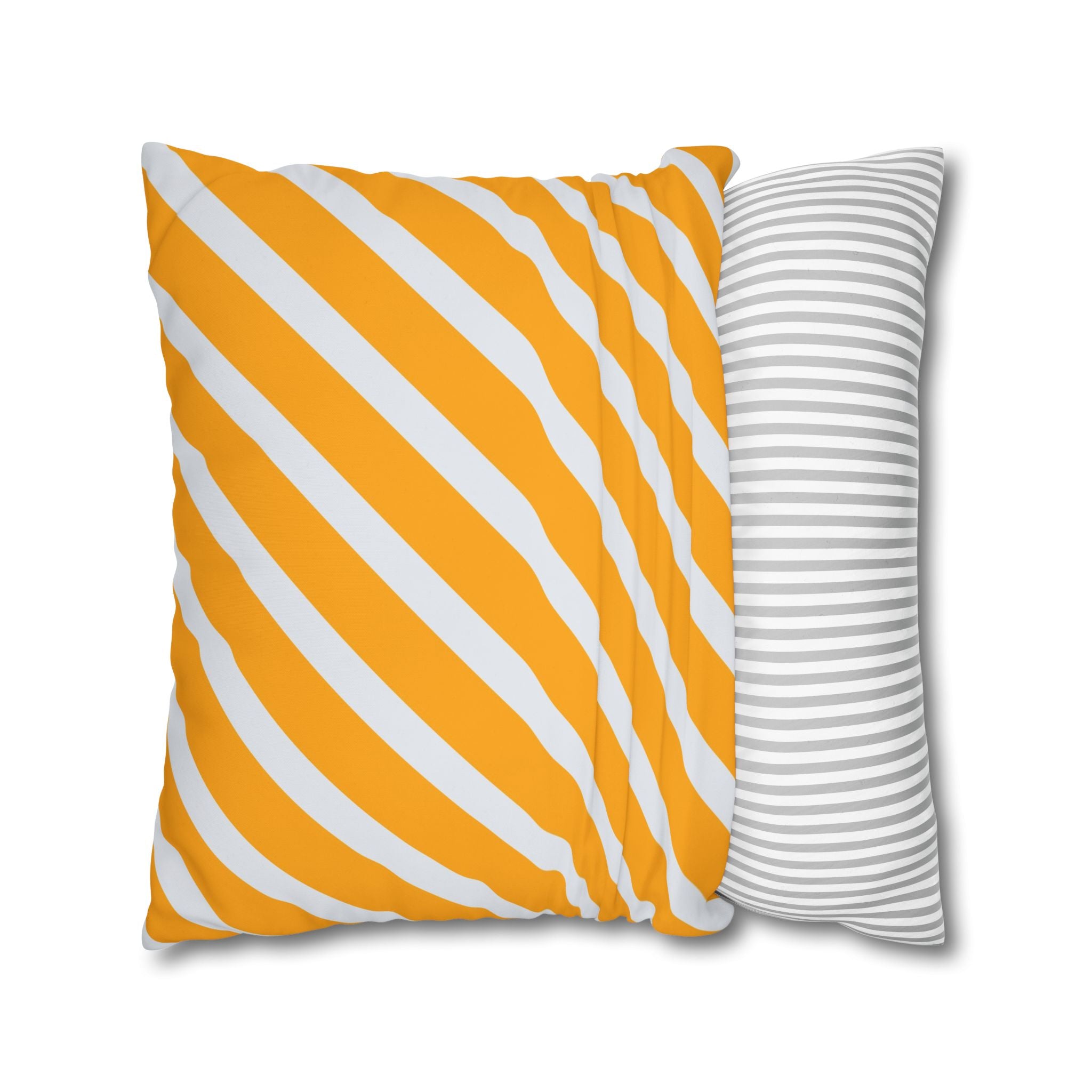 Neon Orange & Gray Diagonal Stripe Pillowcase