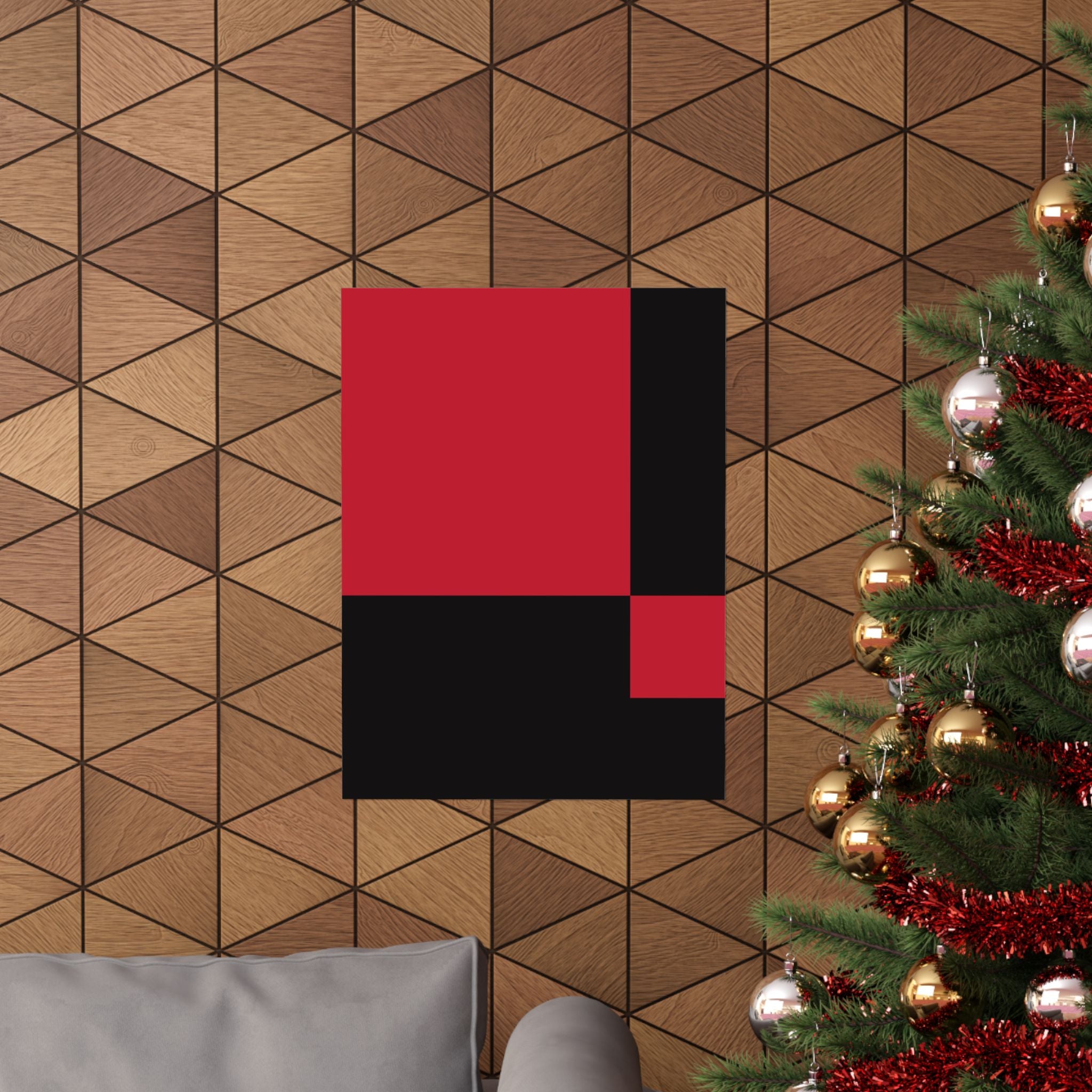 Abstract Red & Black Geometric Poster