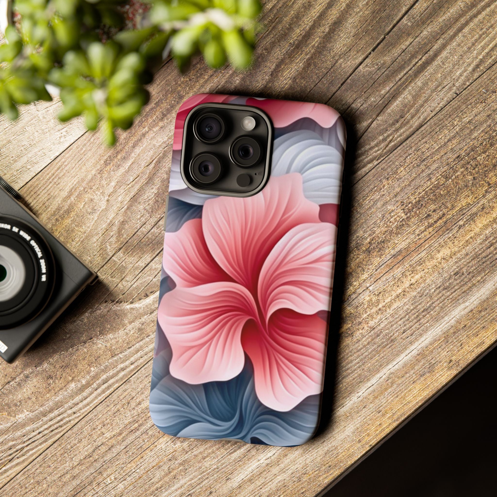 Abstract Floral Pink iPhone Case - Hexagon Stone