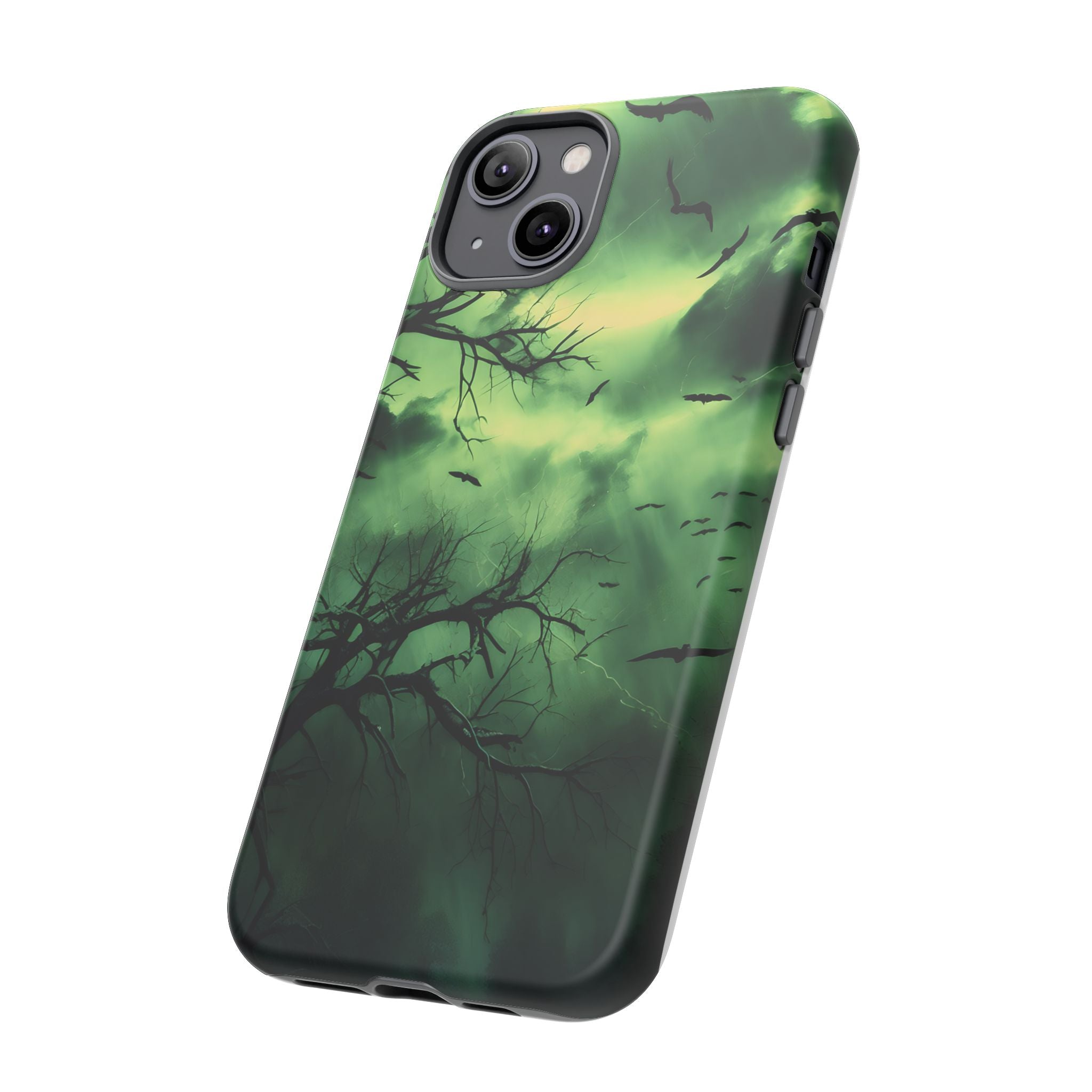 Gothic Green Forest iPhone Case - Hexagon Stone