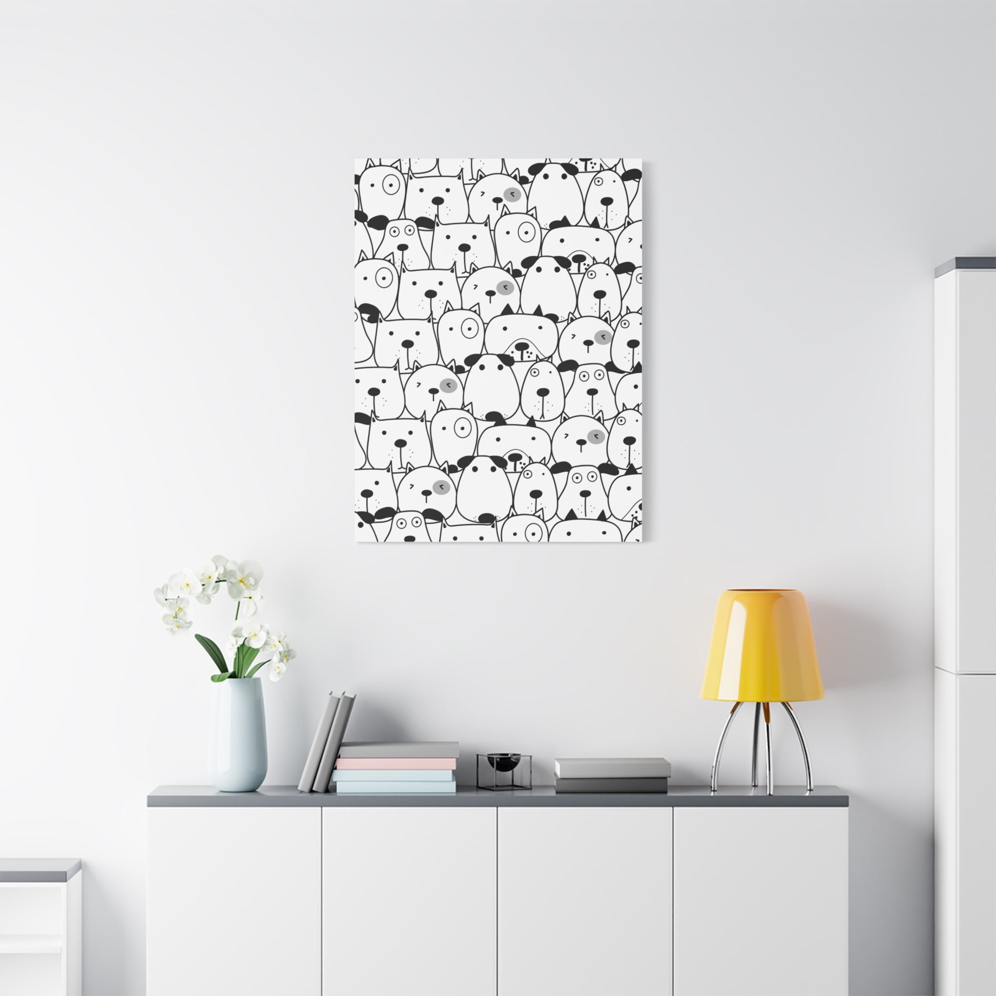 Adorable Puppy Faces Matte Canvas Art