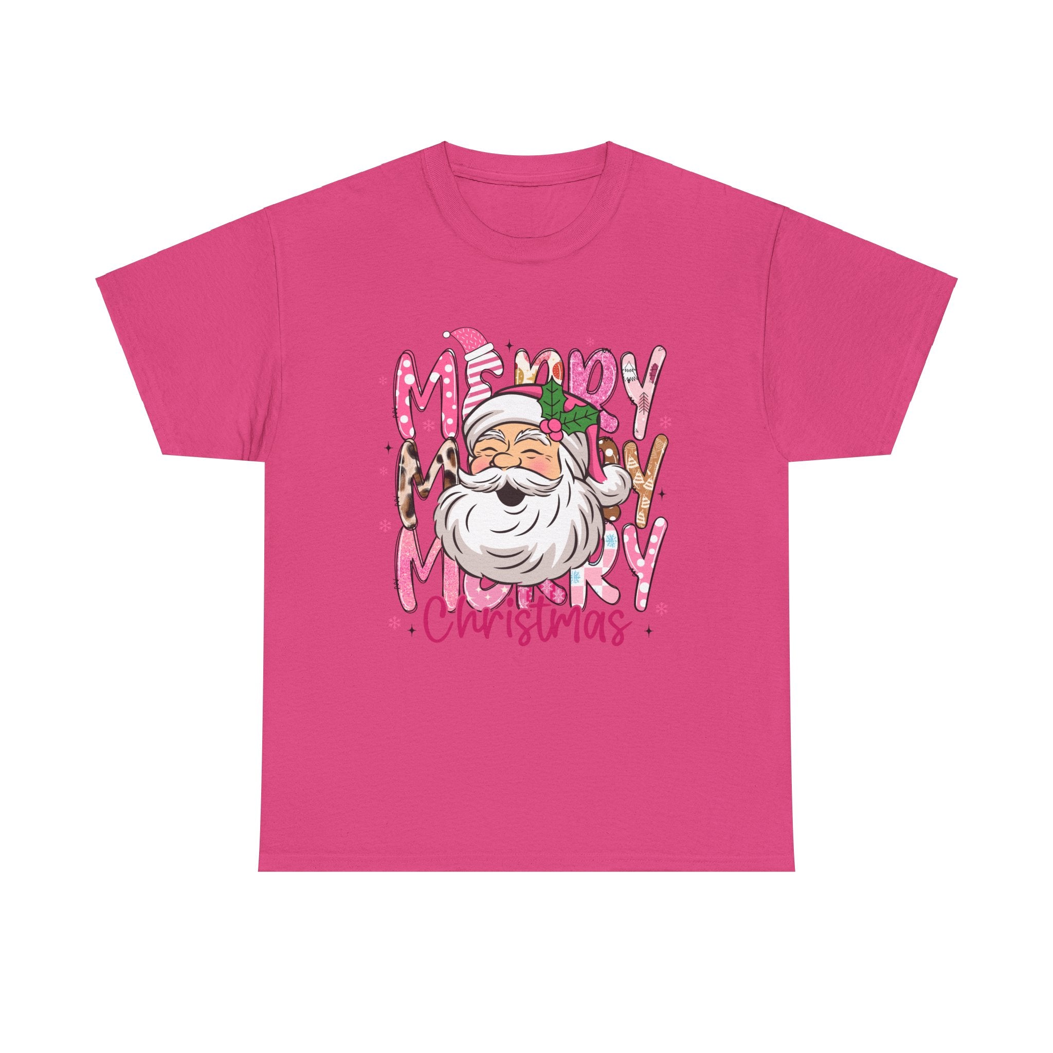 Pink Santa Merry Christmas T-Shirt