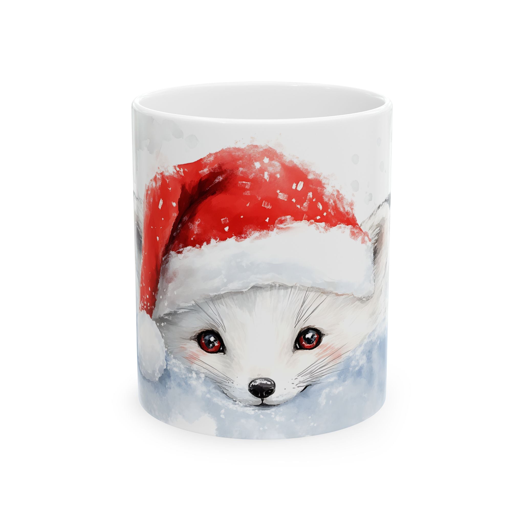 Arctic Fox Santa Mug - Cozy Winter Art