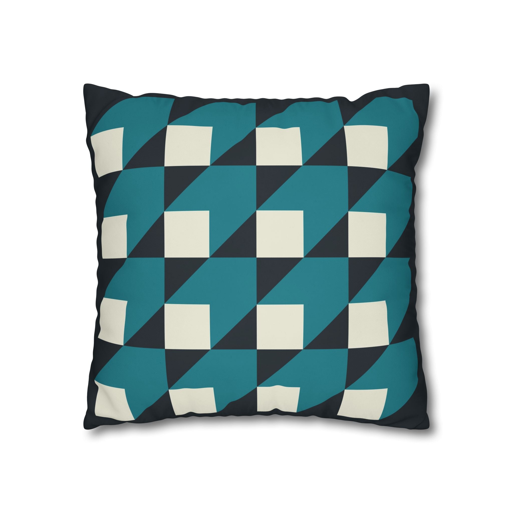 Geometric Teal & White Cube Pillowcase