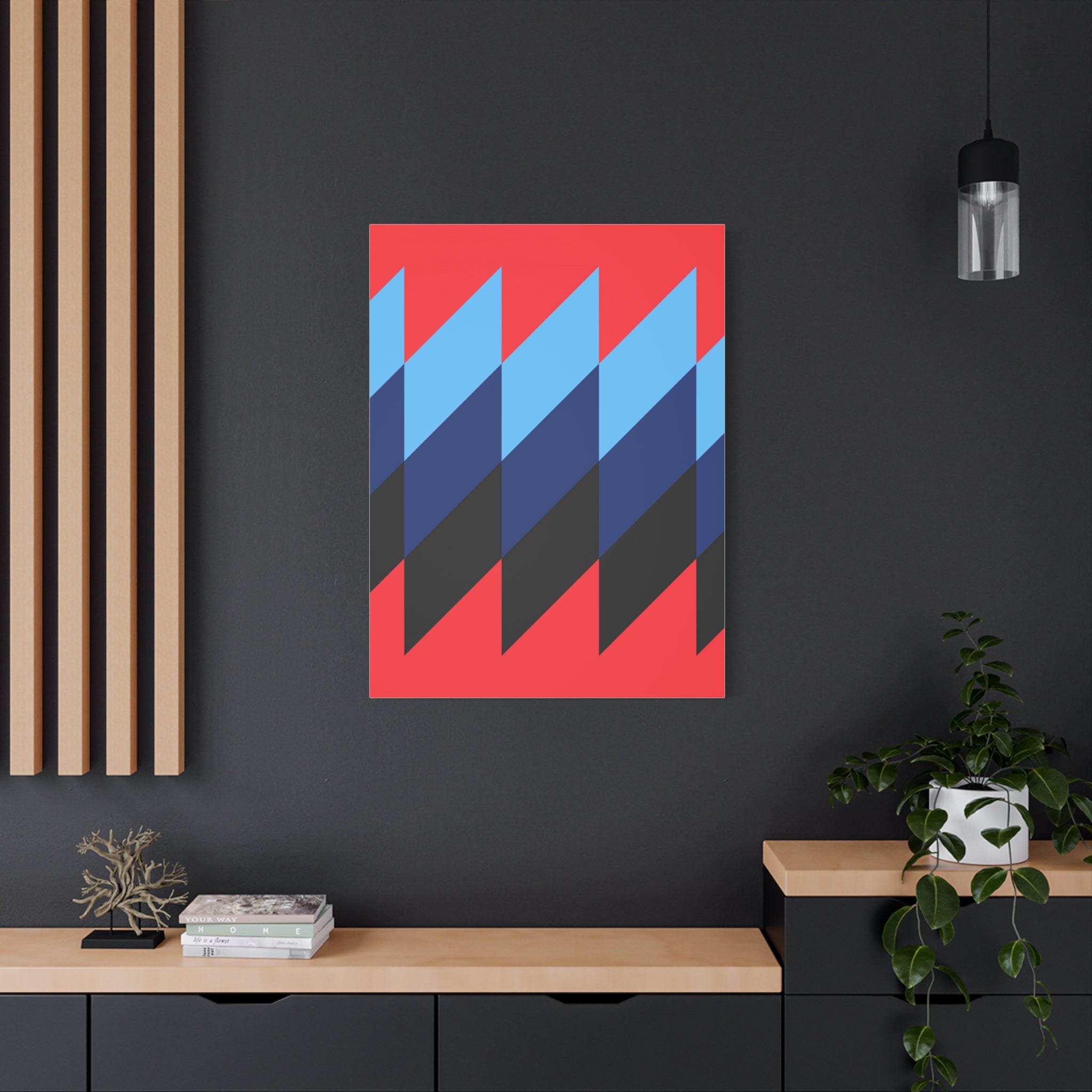 Abstract Geometric Red Canvas Art