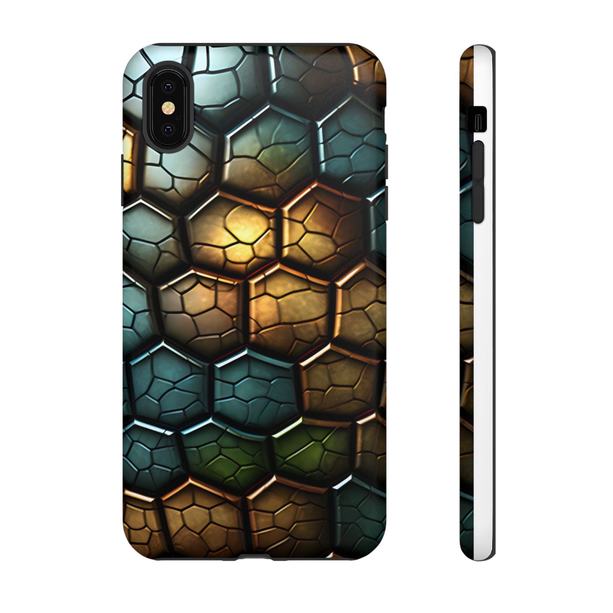 HexaScale iPhone Case: Teal & Bronze