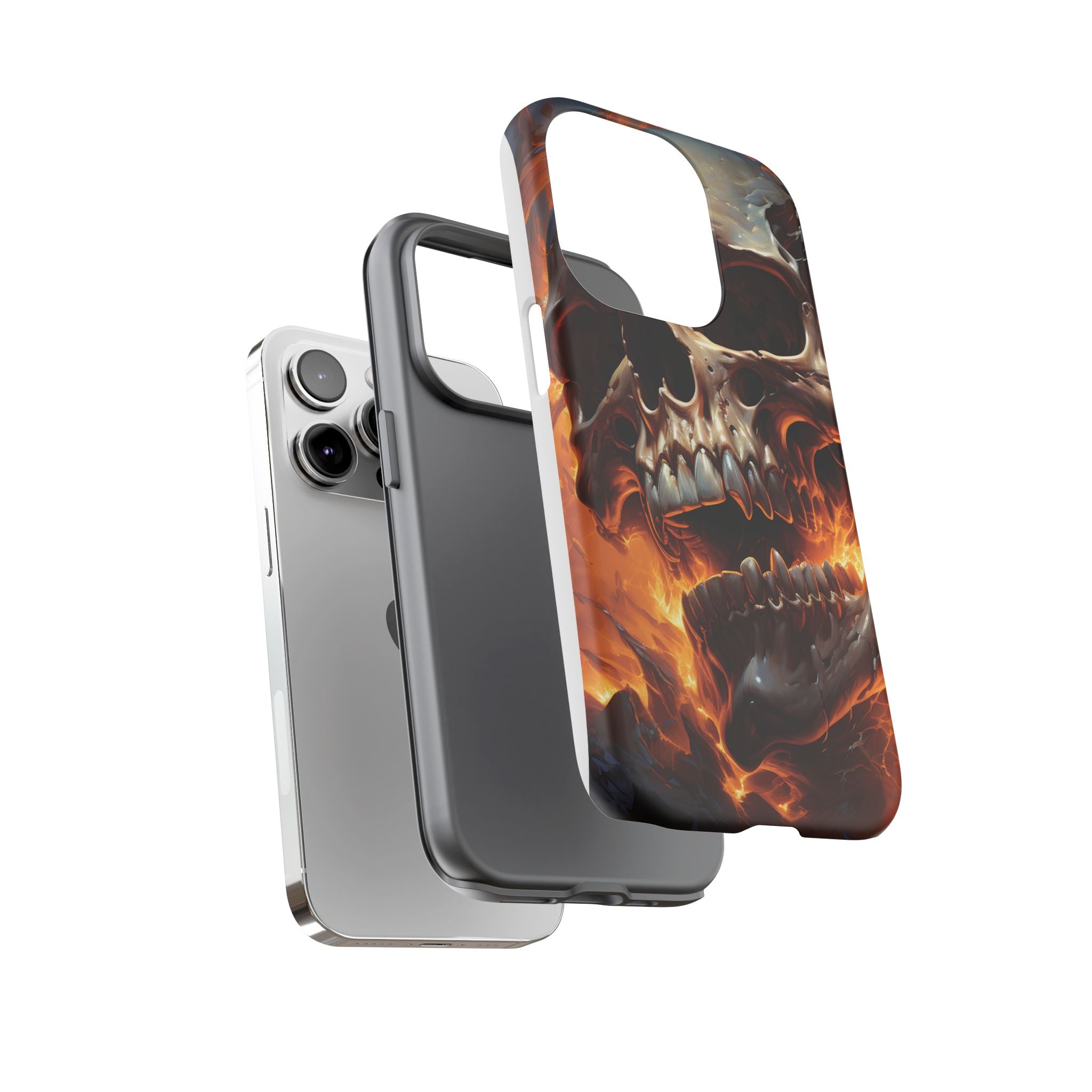 Fiery Skull Hexagon iPhone Case - Rugged