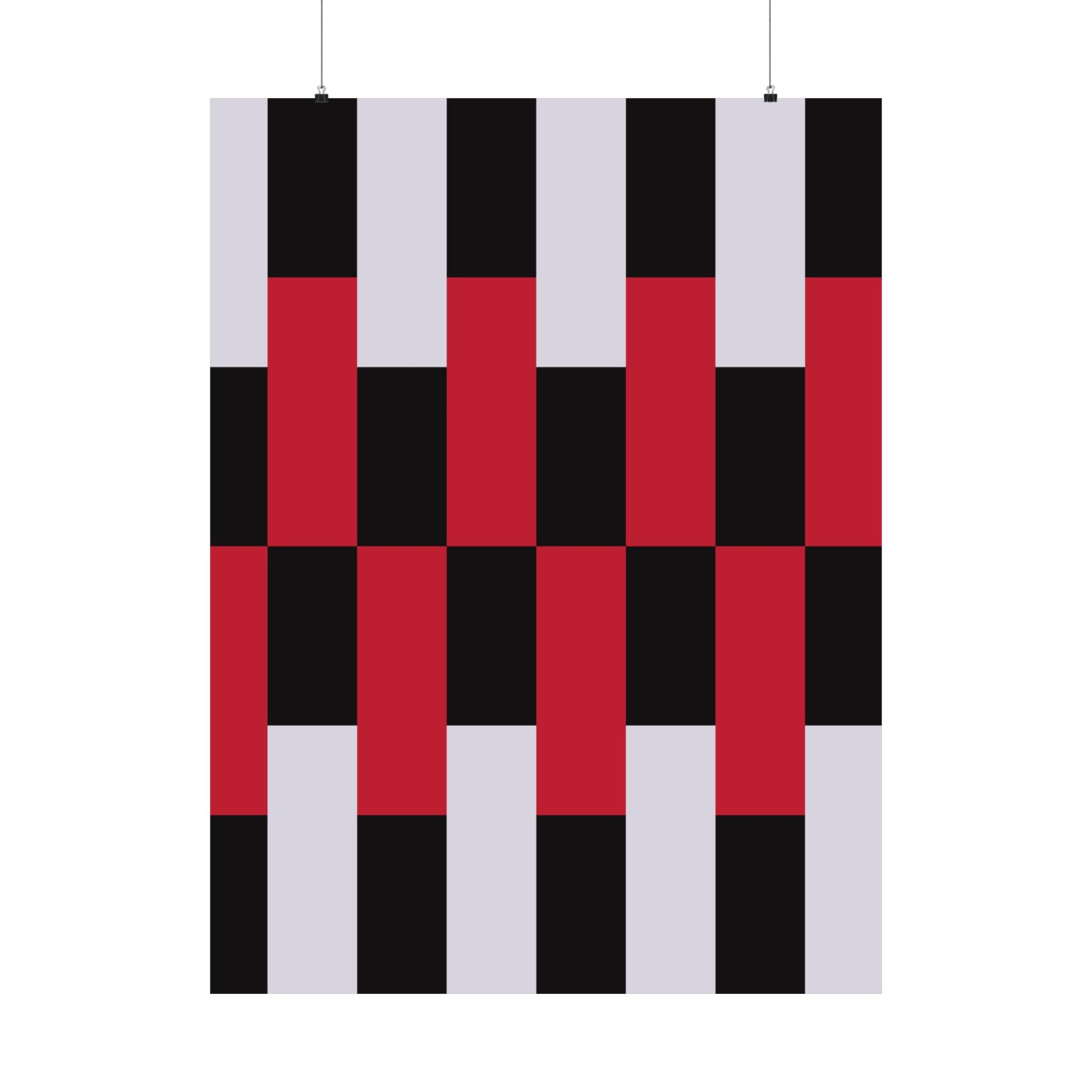 Abstract Geometric Art Poster - Red & Black