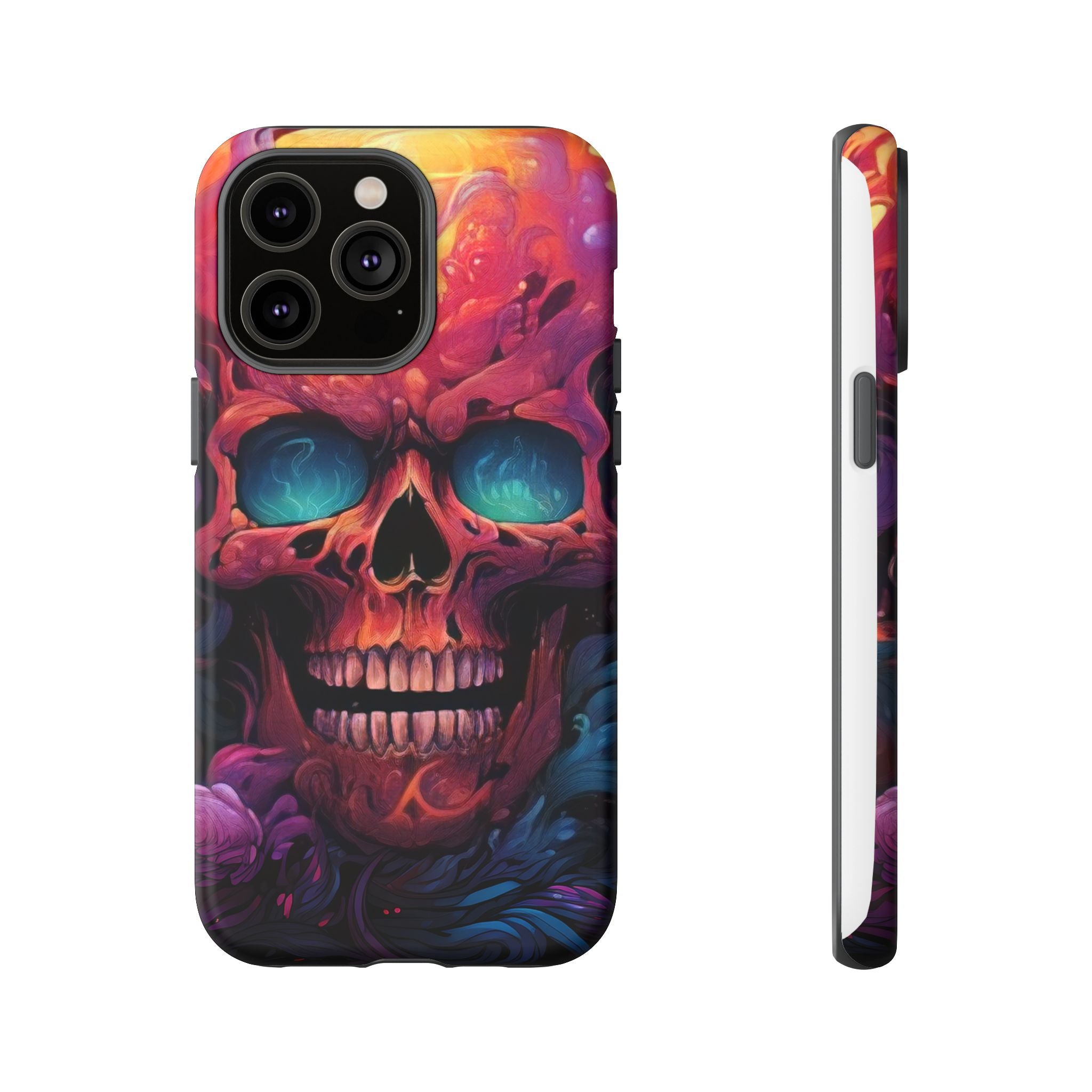 Fiery Skull Hexagon iPhone Case - Rugged Texture