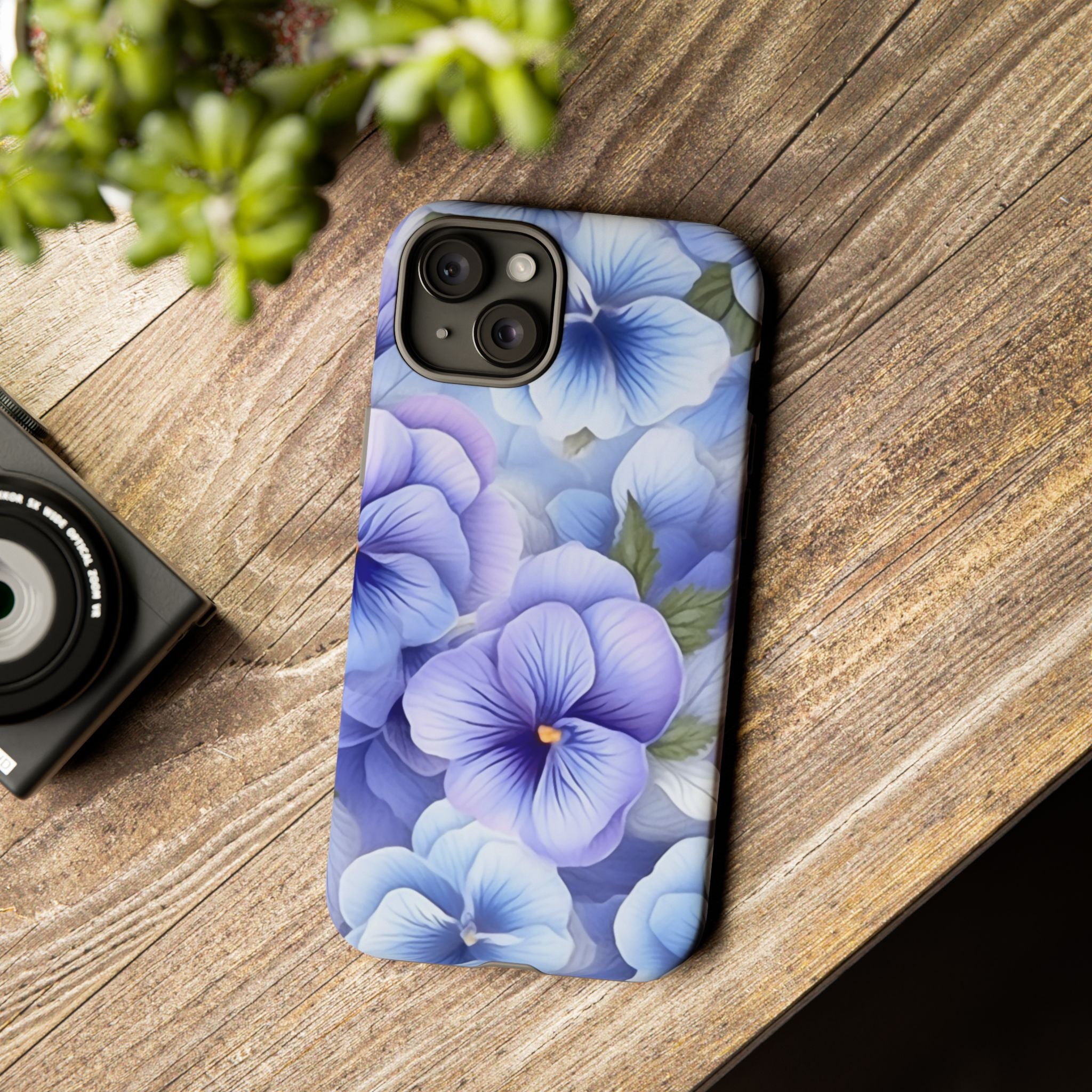 Dreamy Pansy Blue iPhone Case - Hexagon Stone