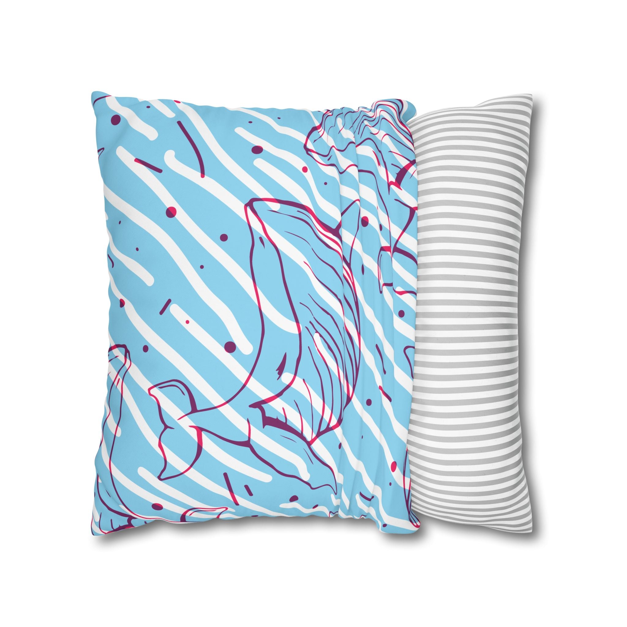 90s Whale Pillowcase - Pastel Blue