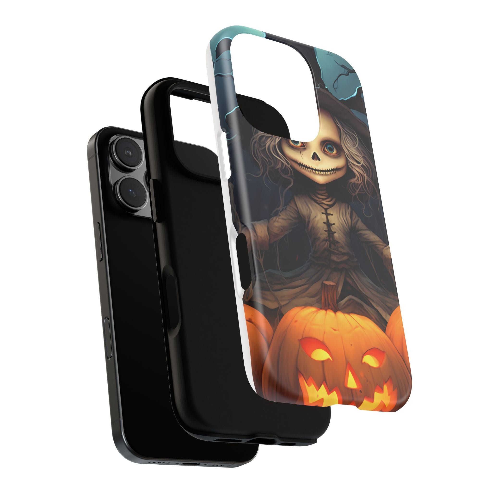 Spooky Skull Girl Halloween iPhone Case - Hexagon Stone