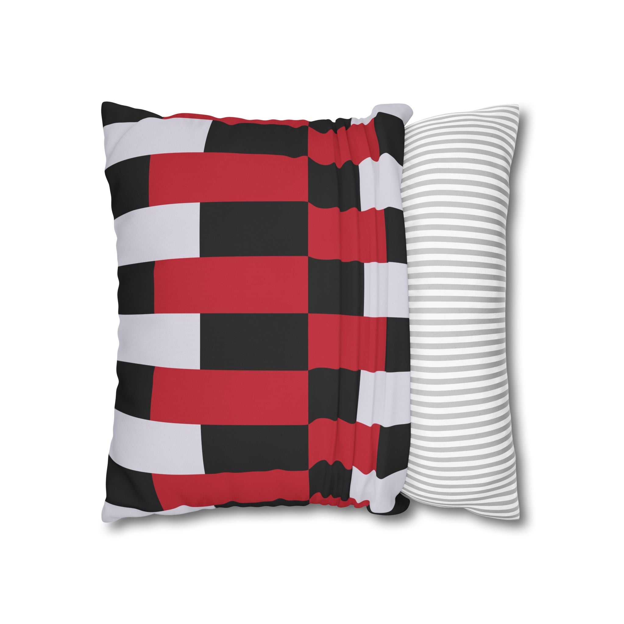 Geometric Stripe Pillowcase - Crimson & Gray