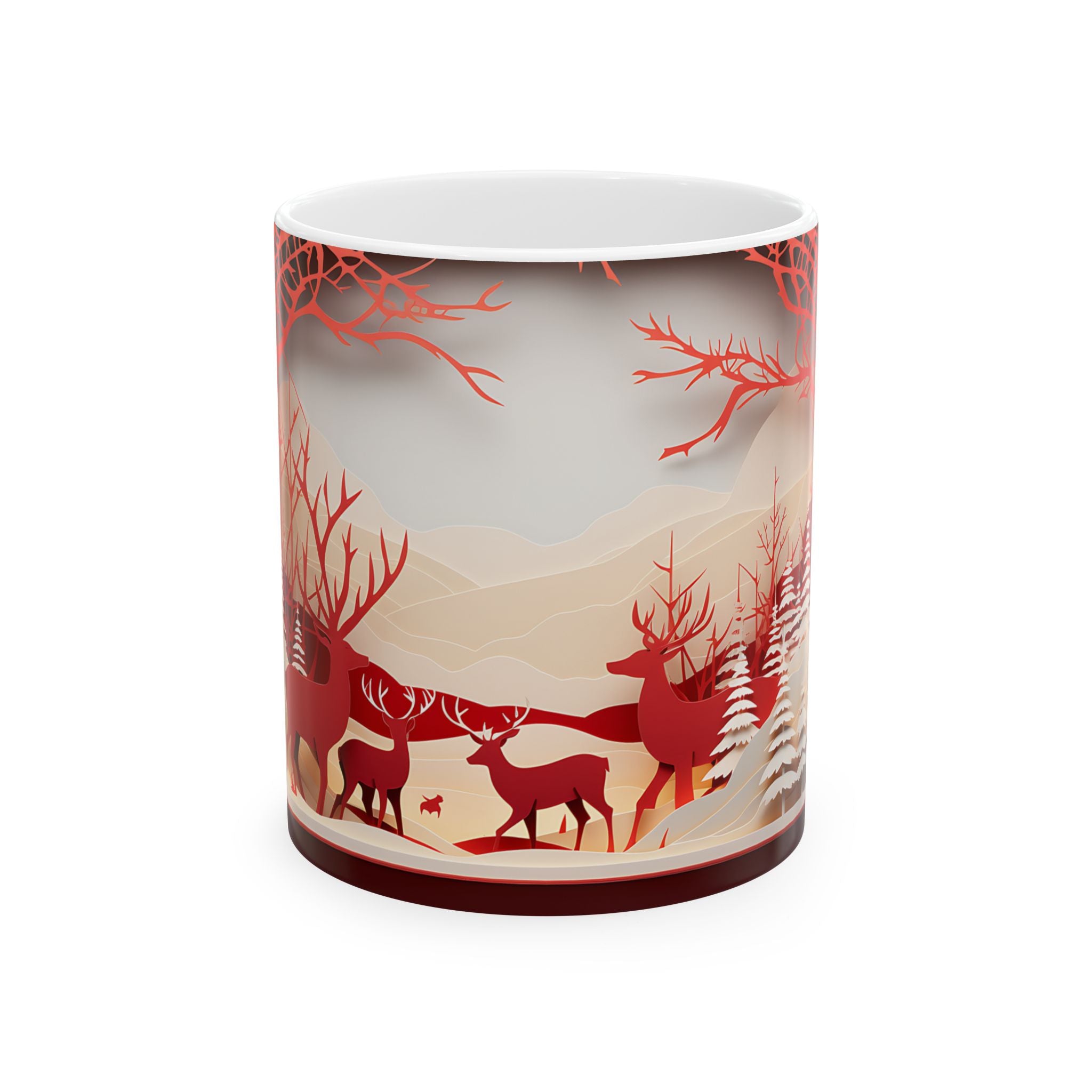 Winter Deer Paper Art Mug