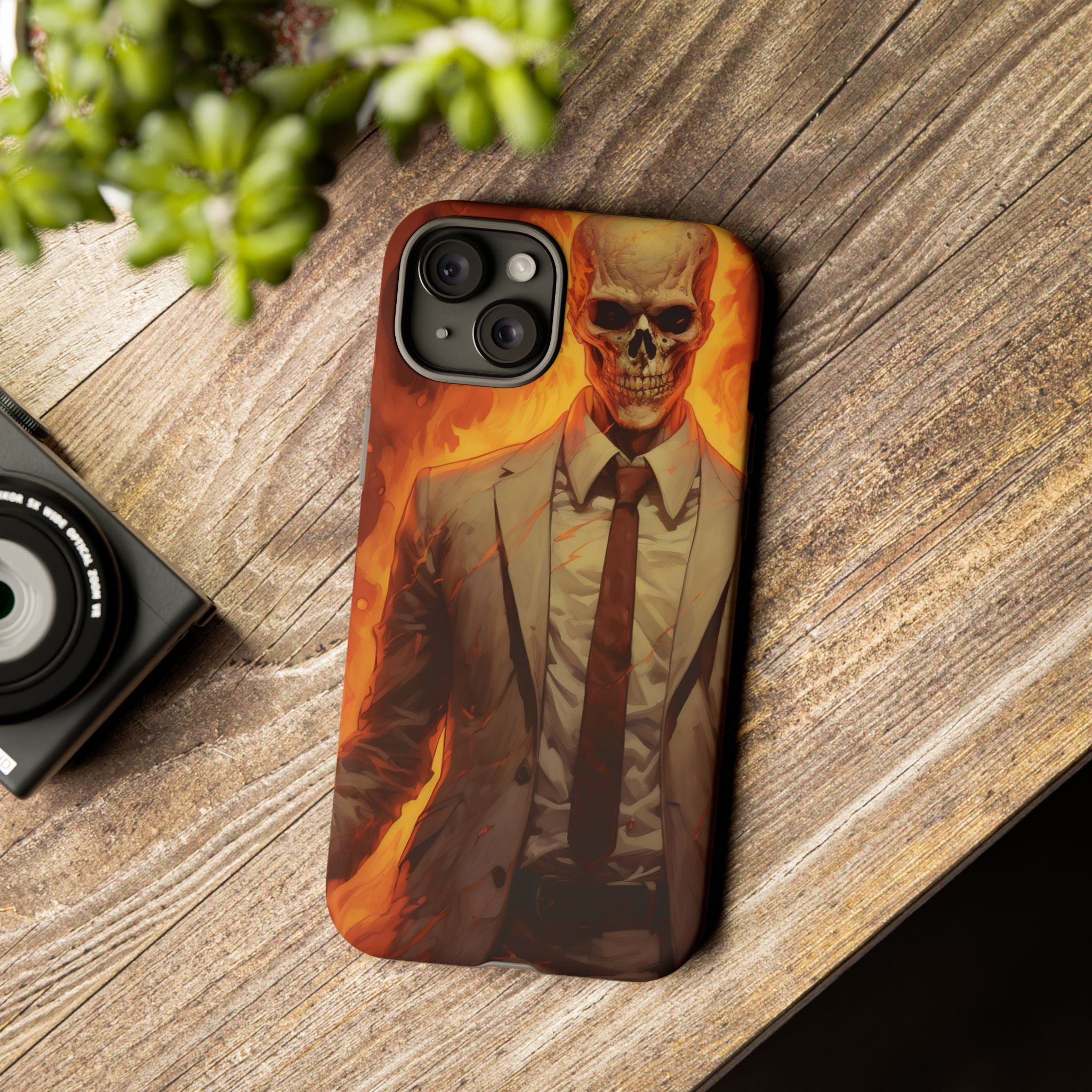 Fiery Skull Man Hexagon Stone iPhone Case