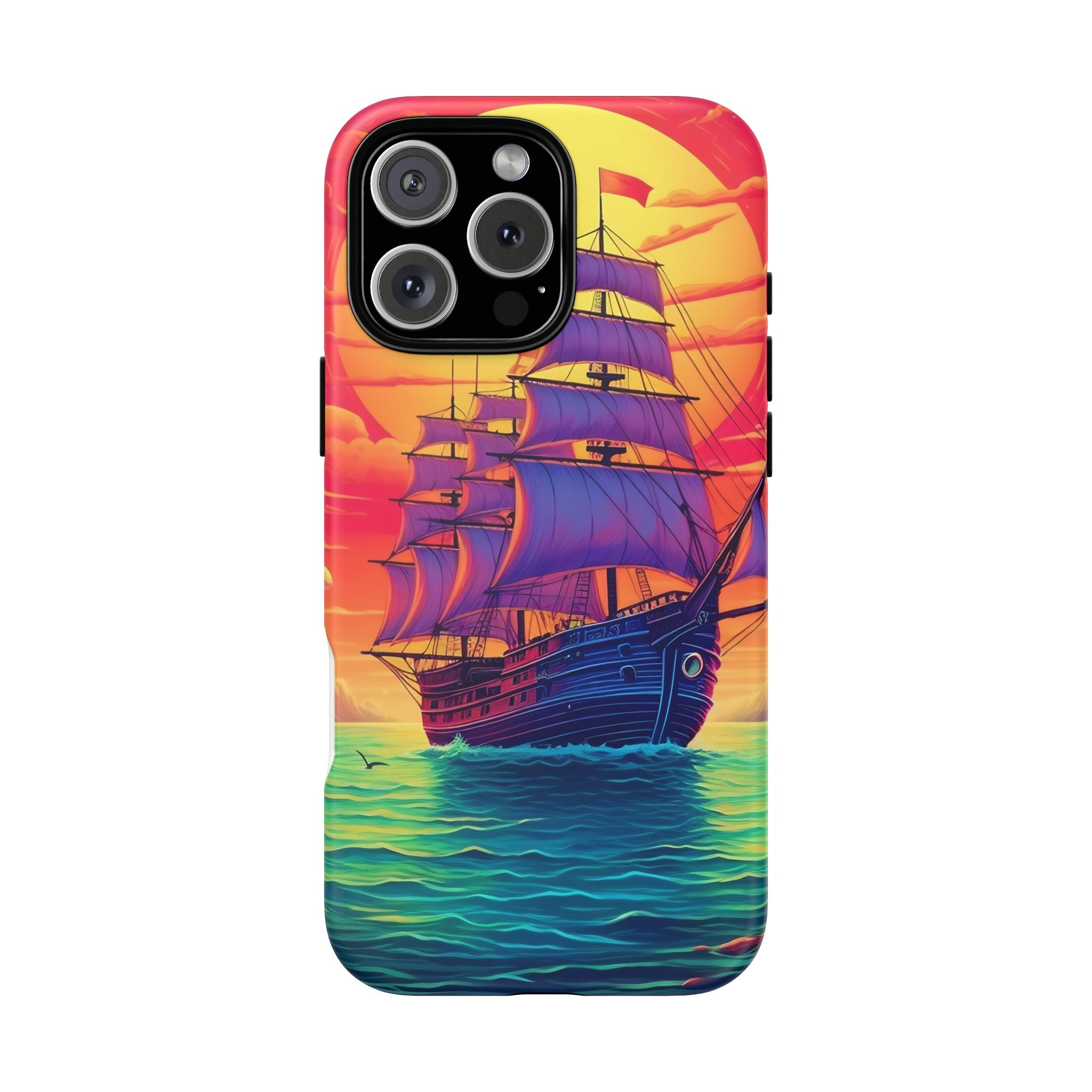 Sunset Galleon Hexagon Stone iPhone Case