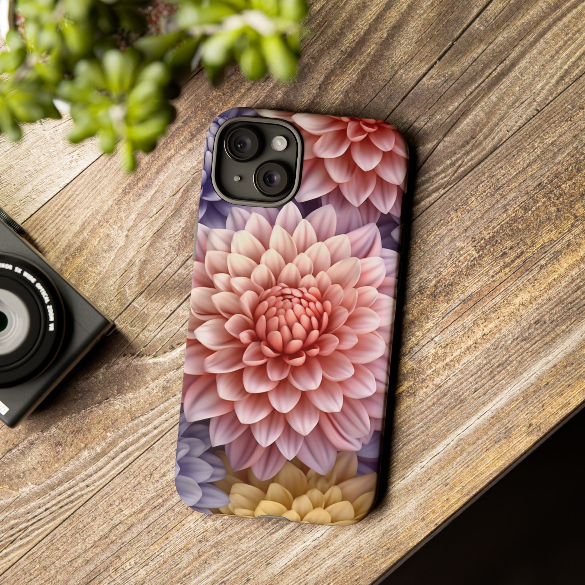 Dahlia Bloom Hexagon Stone iPhone Case