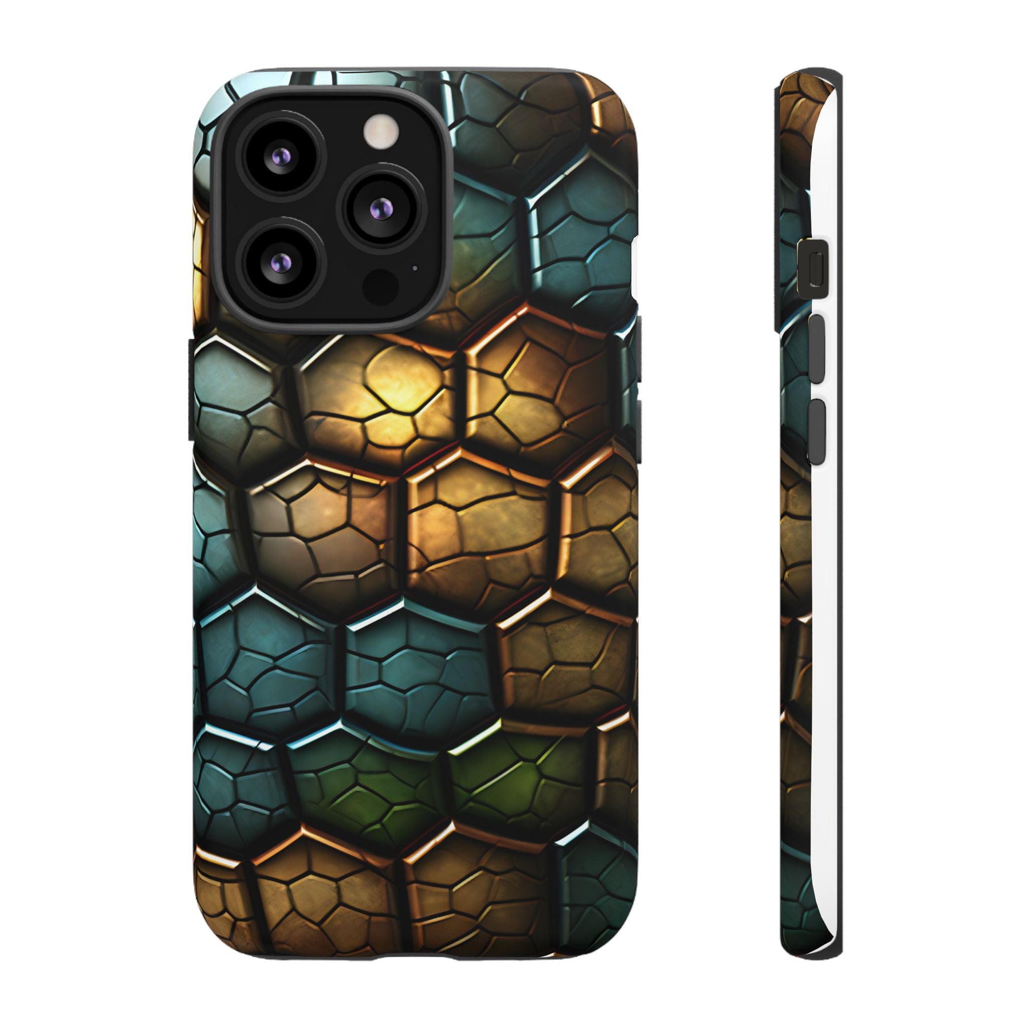 HexaScale iPhone Case: Teal & Bronze