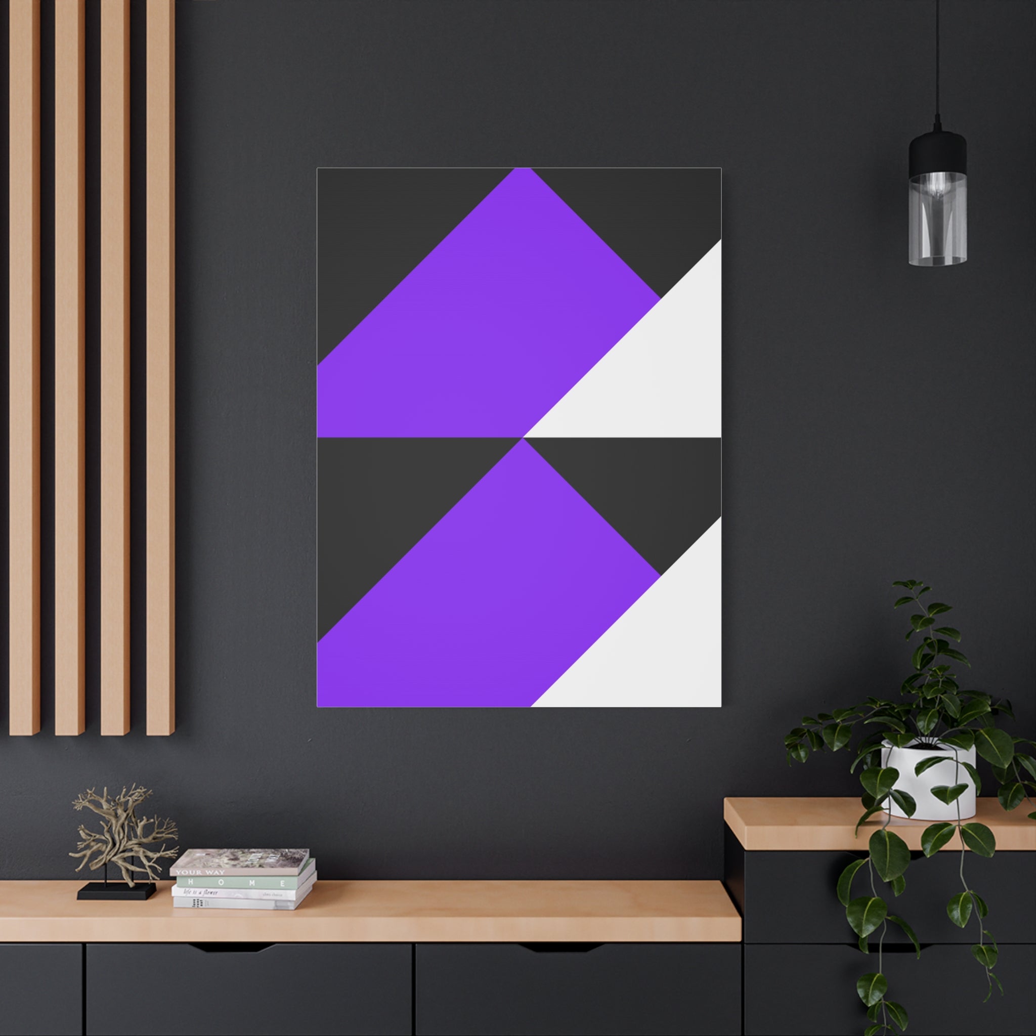 Geometric Purple Triangle Canvas Art