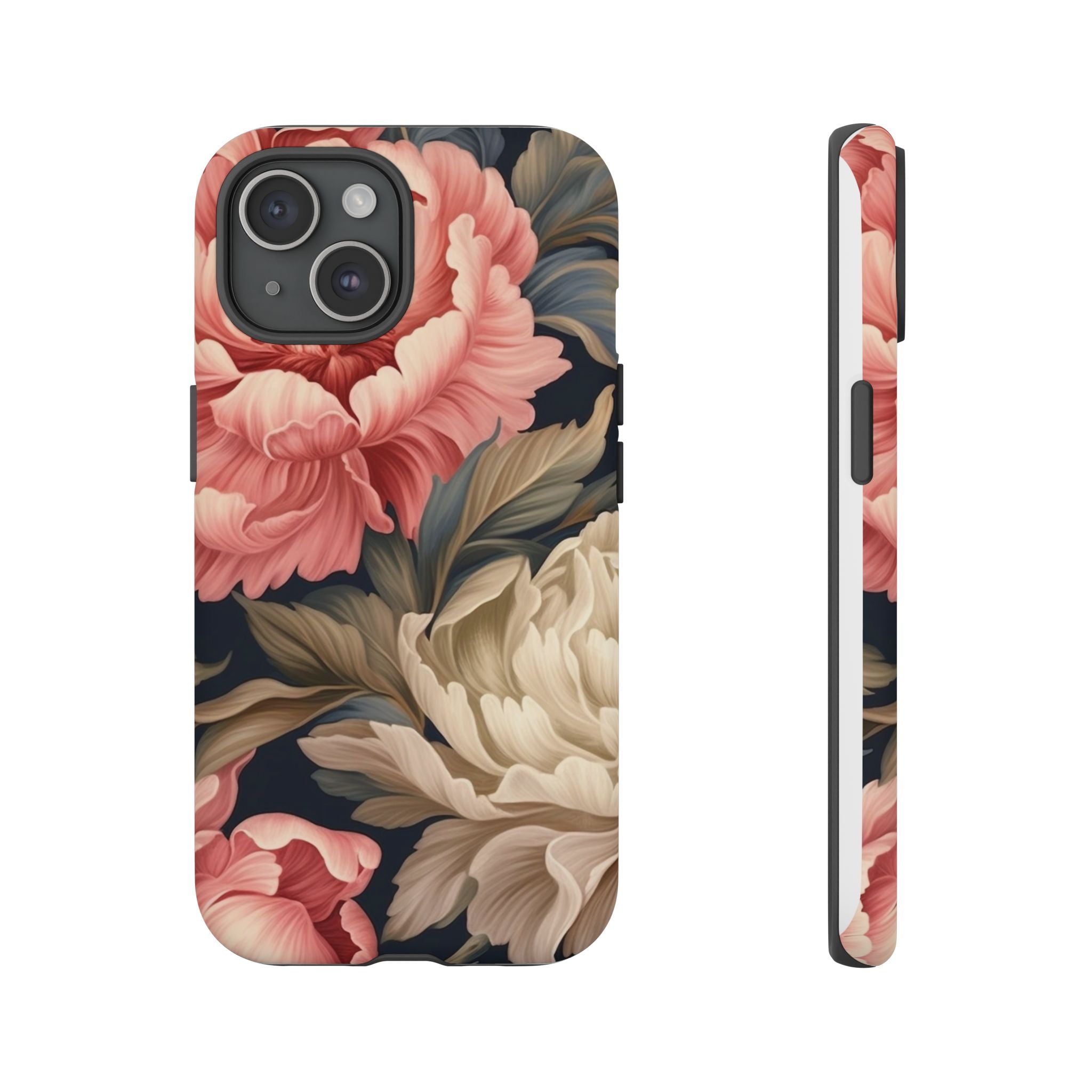 Blush Peony Floral iPhone Case - Hexagon Stone