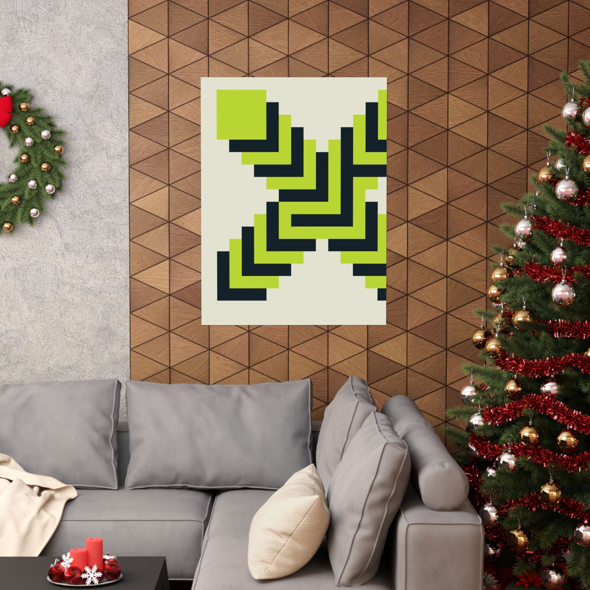 Geometric X Poster: Teal & Lime Art