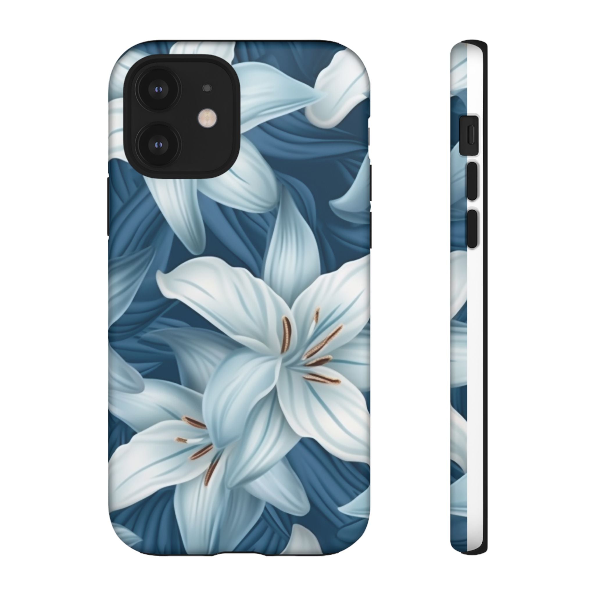 Pastel Blue Lily iPhone Case - Hexagon Stone