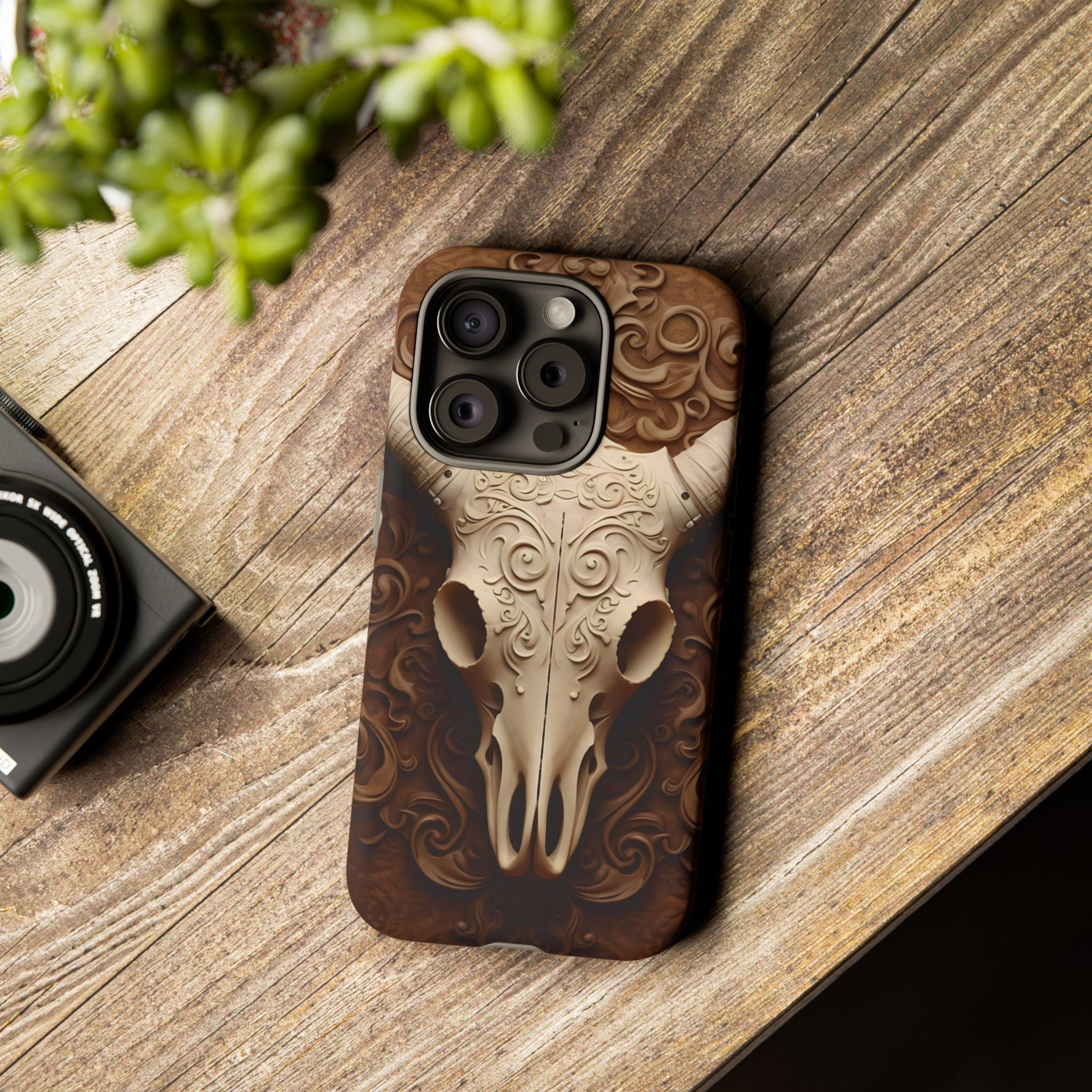 Baroque Ram Skull Hexagon Stone iPhone Case