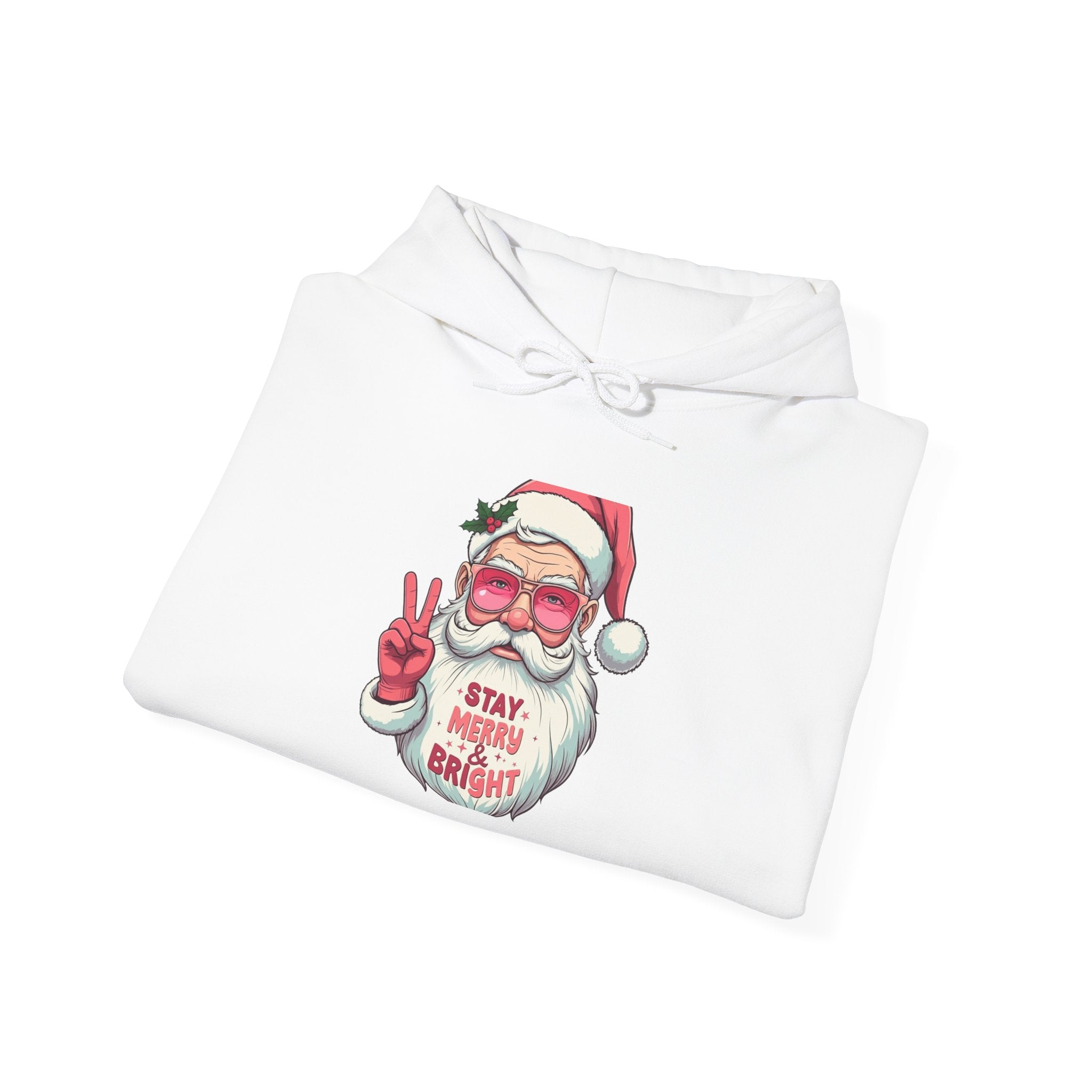 Pink Santa Peace Hoodie: Stay Merry & Bright