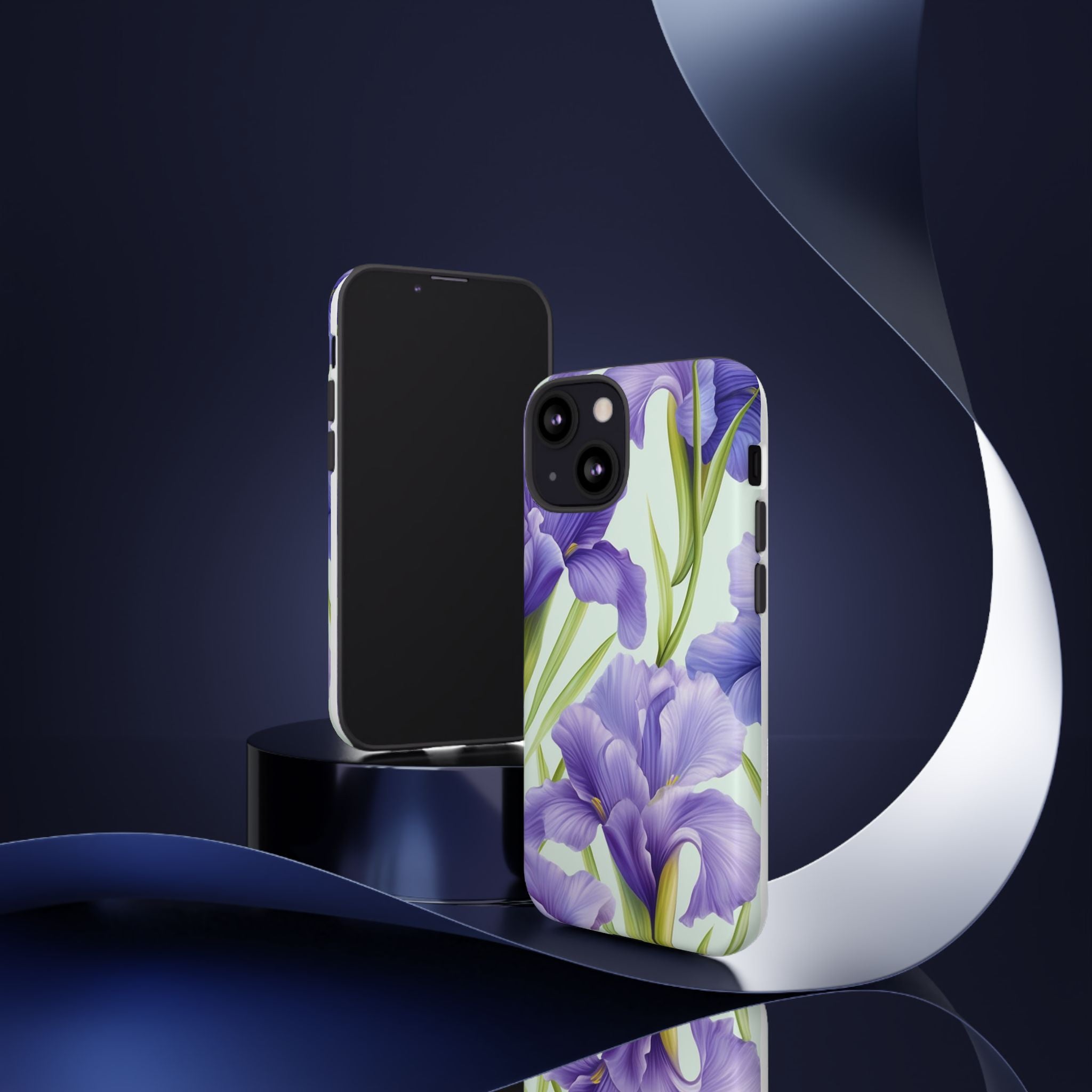 Purple Iris Floral iPhone Case - Hexagon Stone