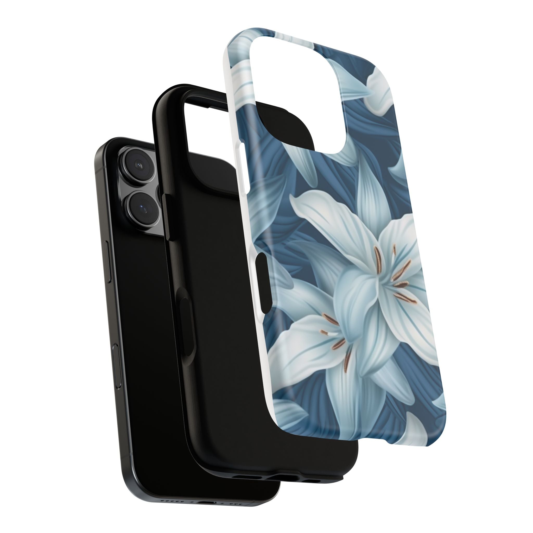 Pastel Blue Lily iPhone Case - Hexagon Stone