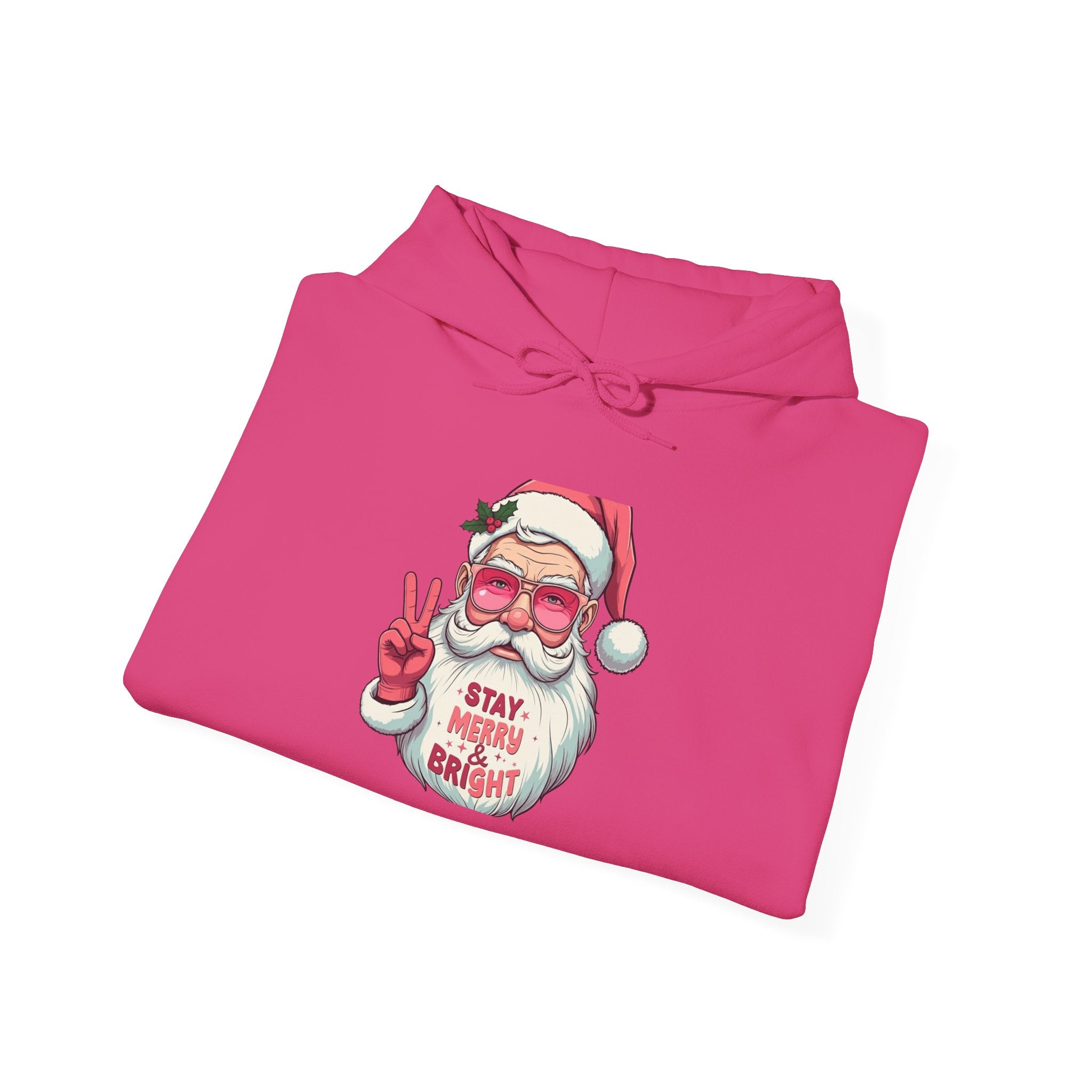 Pink Santa Peace Hoodie: Stay Merry & Bright