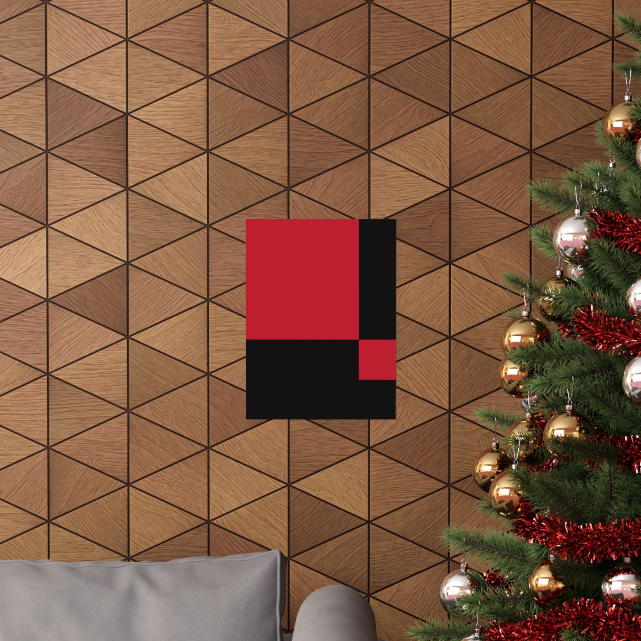 Abstract Red & Black Geometric Poster