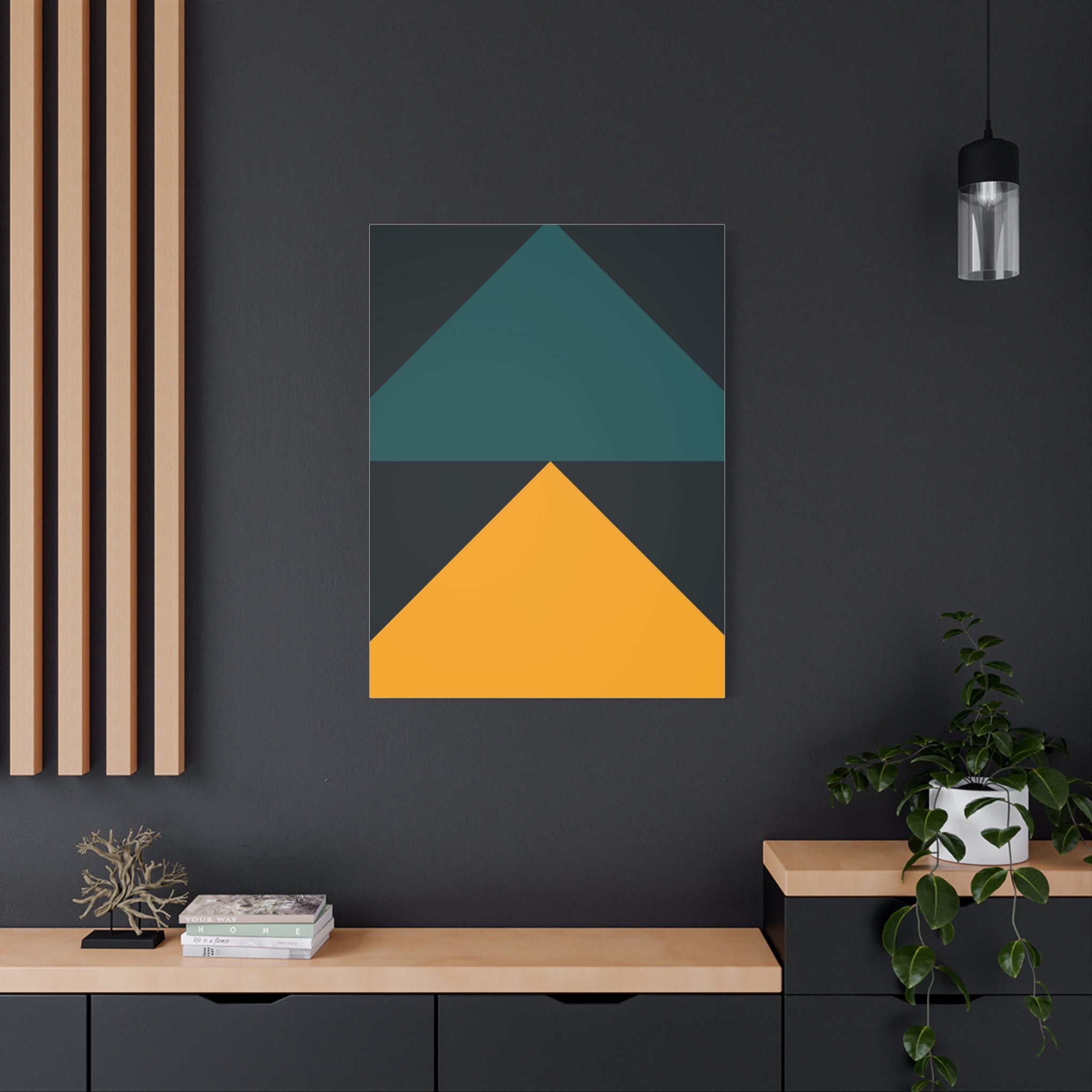 Teal & Gold Geometric Canvas Art