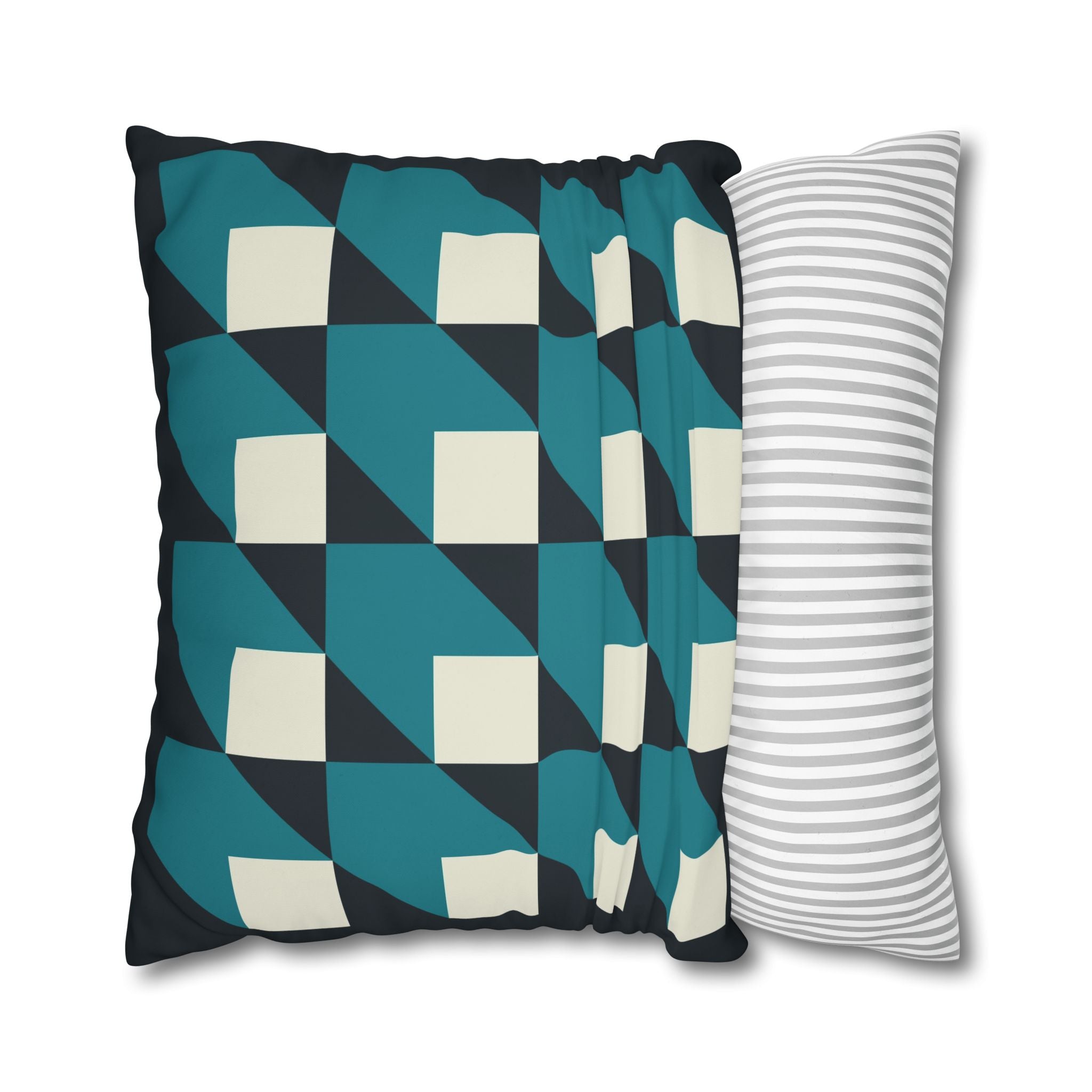 Geometric Teal & White Cube Pillowcase