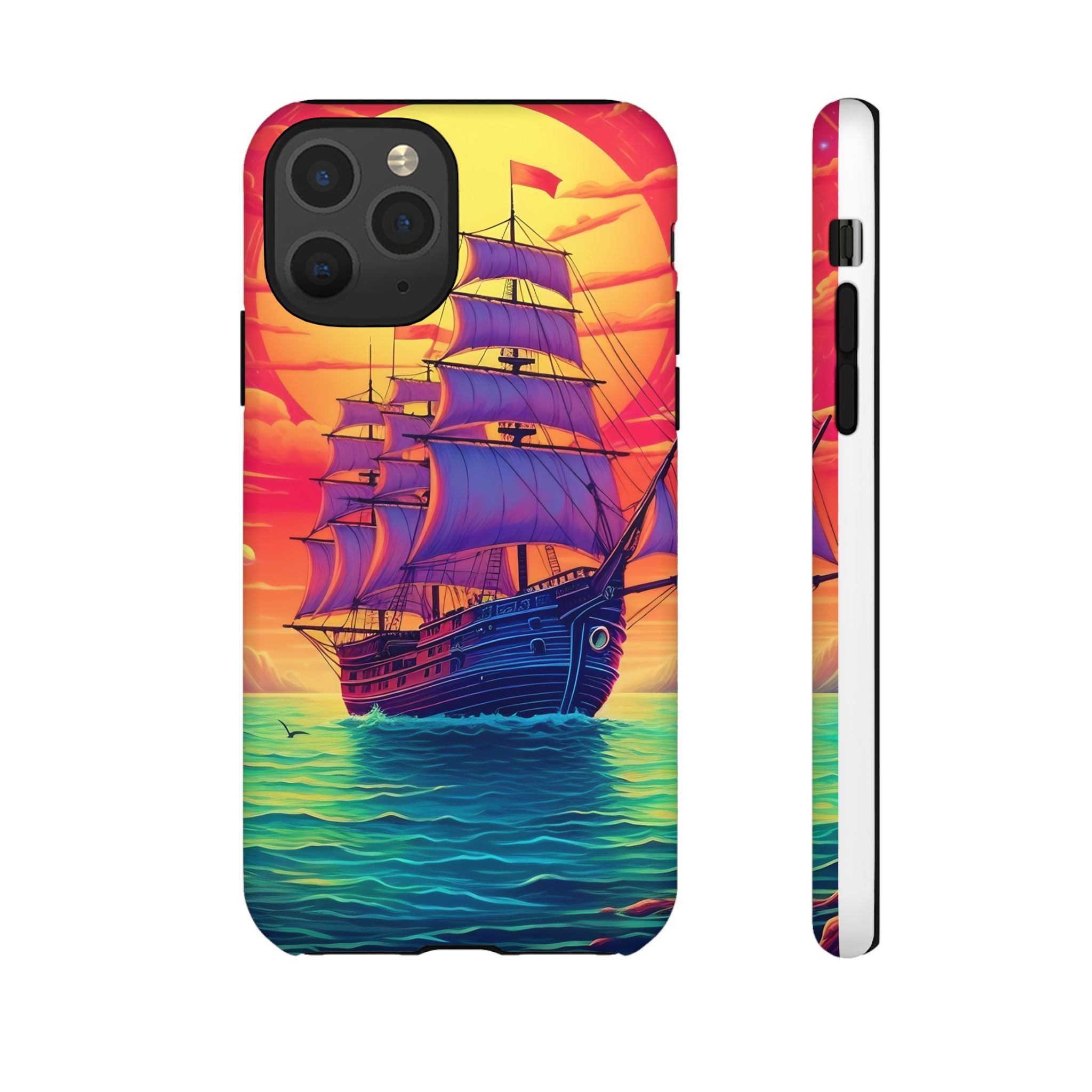 Sunset Galleon Hexagon Stone iPhone Case