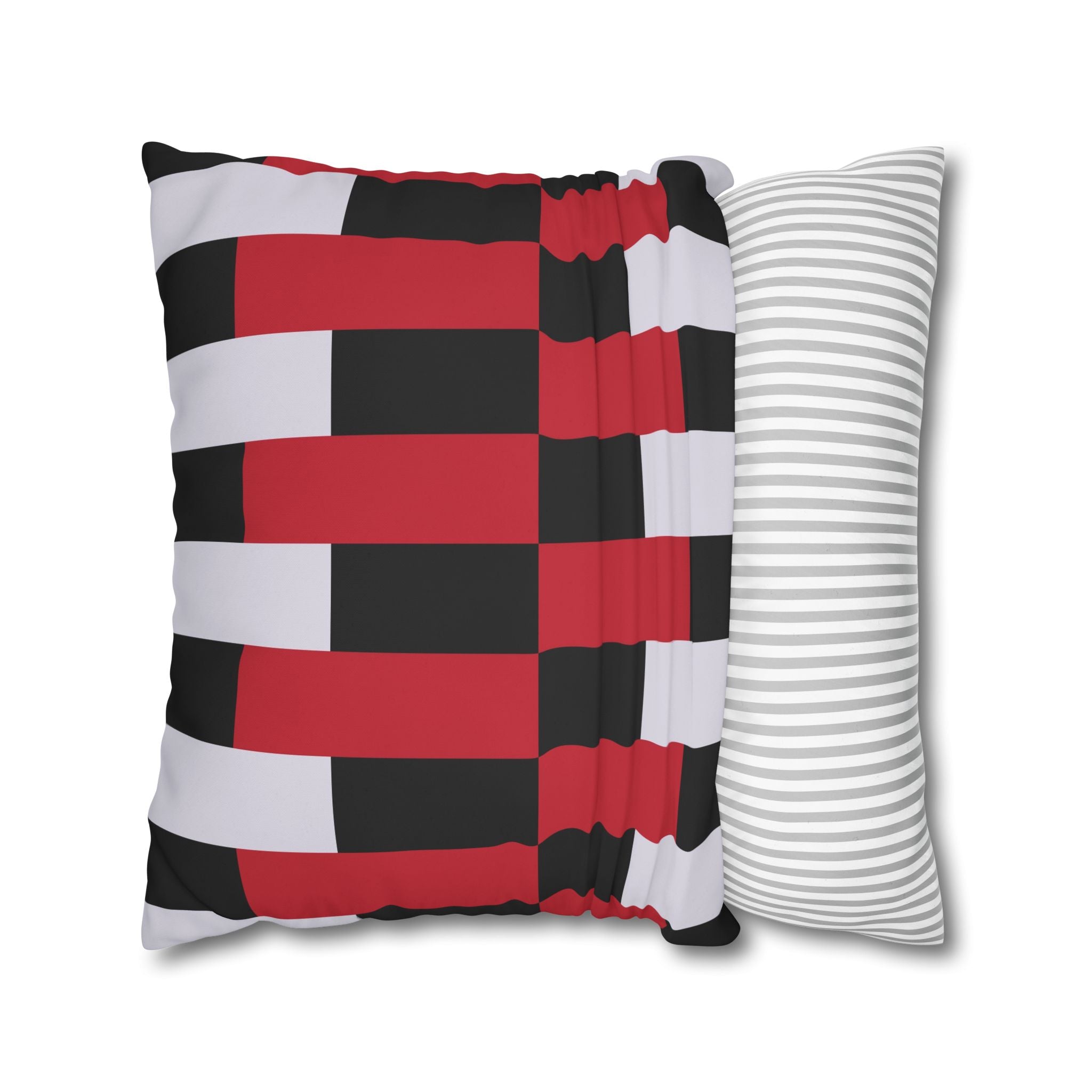 Geometric Stripe Pillowcase - Crimson & Gray